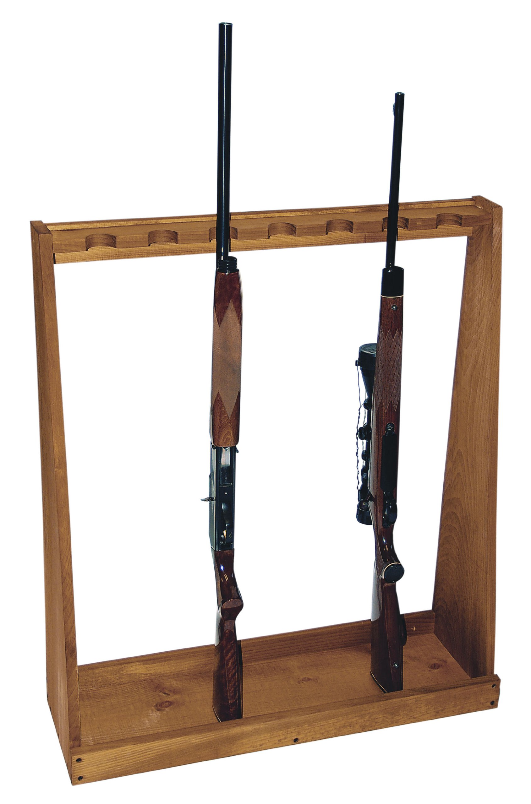 Seven-Gun Wooden Standing Floor Gun Display Rack for Rifles & Shotguns - Premium Long Gun Storage & Showcase for Hunting, Home Defense & Firearm Collectors