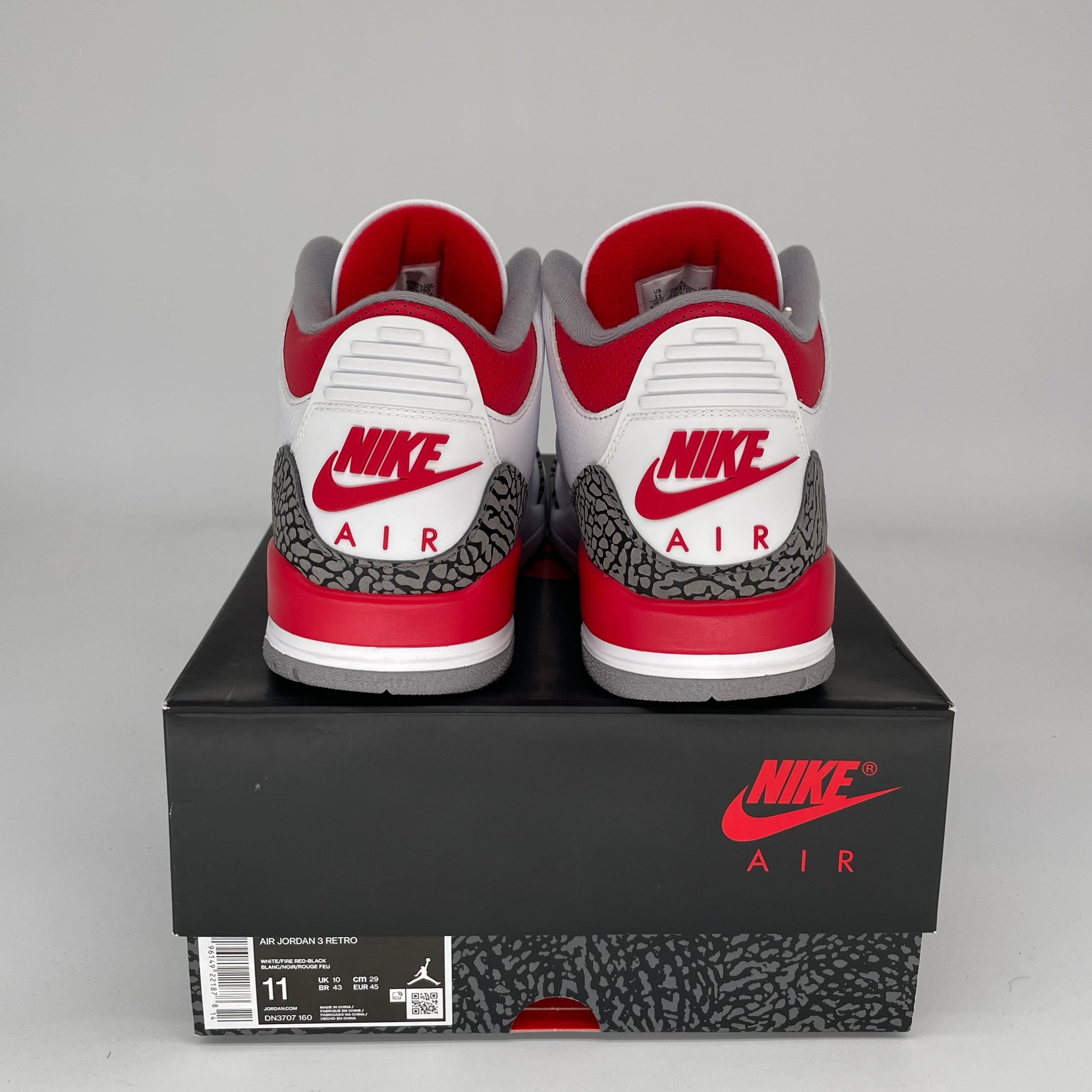 Original Air Jordan 3 Retro 'Fire Red' Men's Basketball Shoes Size 11 DN3707-160 - Perfect for Streetwear & Court Performance
