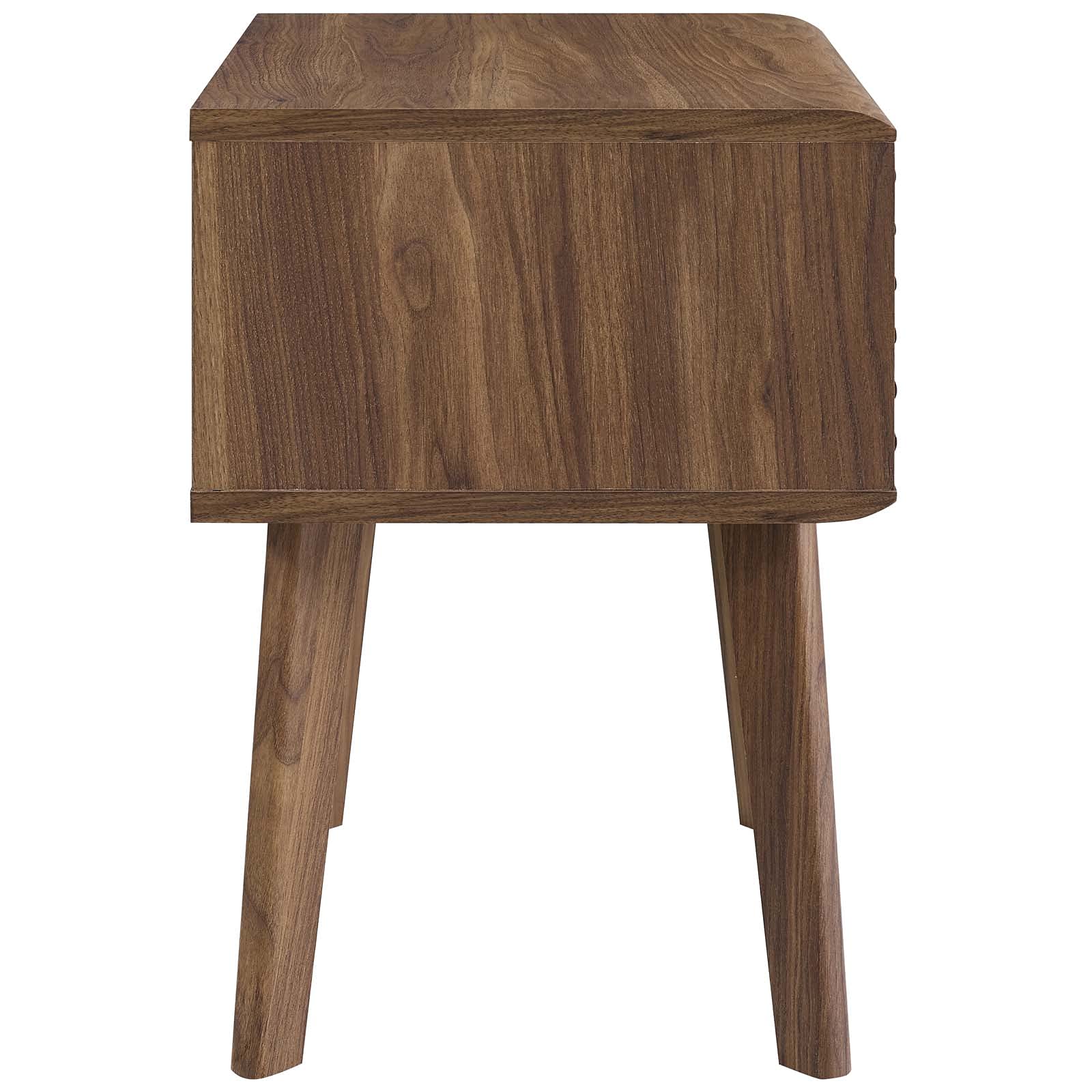 Modway EEI-3345-WAL Walnut Wood End Table Nightstand with Drawer - Modern Bedside Table for Bedroom, Living Room & Office Storage