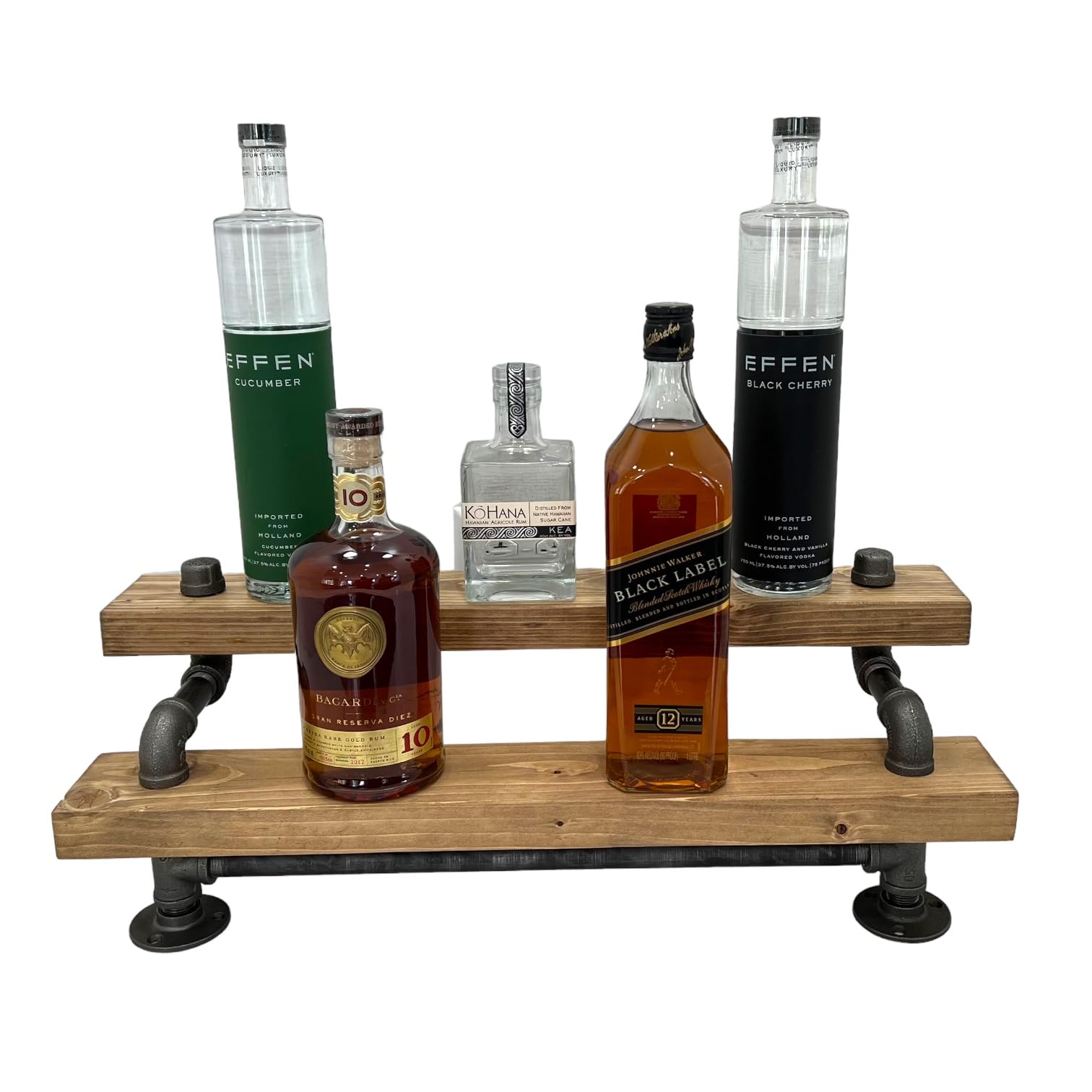 Industrial 2-Tier Freestanding Liquor Shelf - 36