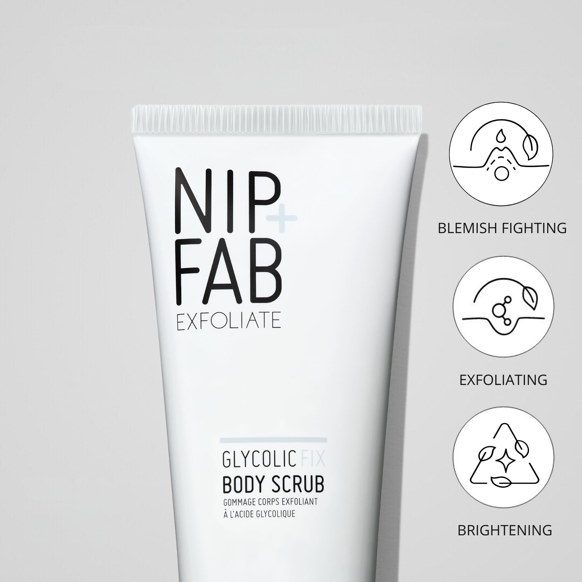 Nip + Fab Glycolic Fix Body Scrub 6.76 oz (200 ml) - Exfoliating Glycolic Acid Treatment for Smooth & Radiant Skin - Made in UK - Best for Rough, Bumpy Skin & Body Care Routine - Perfect for Pre-Tanning, Post-Workout & Dry Skin Relief