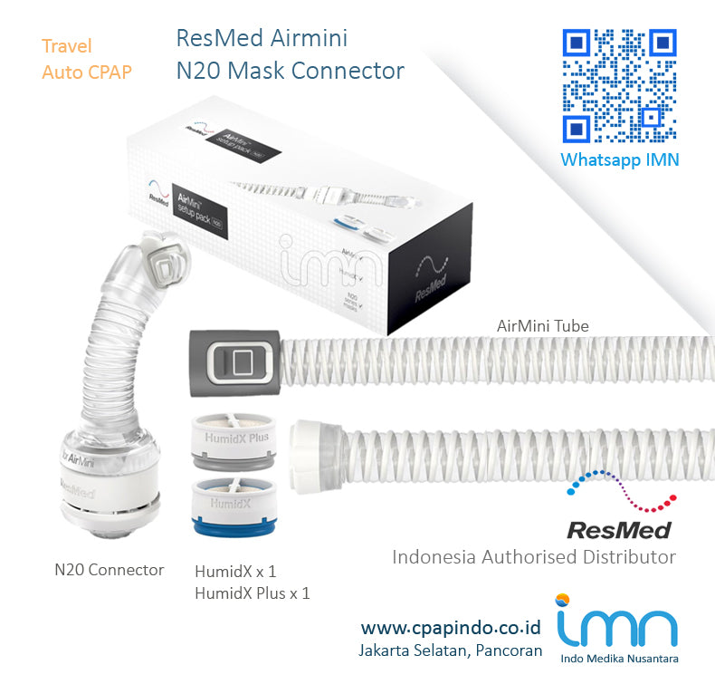 ResMed AirMini AirFit N20 Nasal Mask CPAP Setup Pack - Travel-Friendly Sleep Apnea Solution for Home & Portable Use