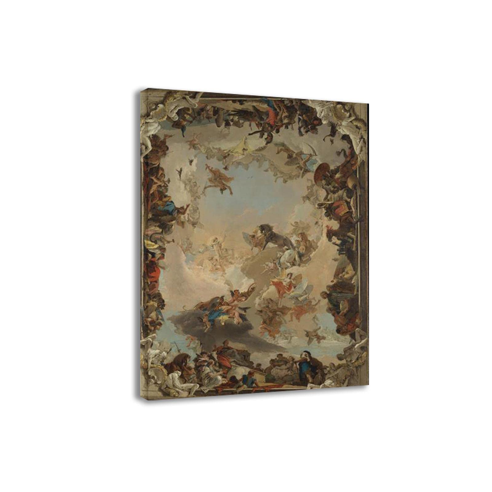 Giovanni Battista Tiepolo Allegory of the Planets and Continents Canvas Art Print - Famous Oil Painting Reproduction - Framed Wall Decor 31x44 Inches (80x112cm) - Perfect for Living Room, Bedroom & Office Decor