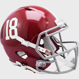 Official Alabama Crimson Tide #18 Full Size Speed Replica NCAA Football Helmet - Authentic College Collectible for Fans, Display & Game Room Decor