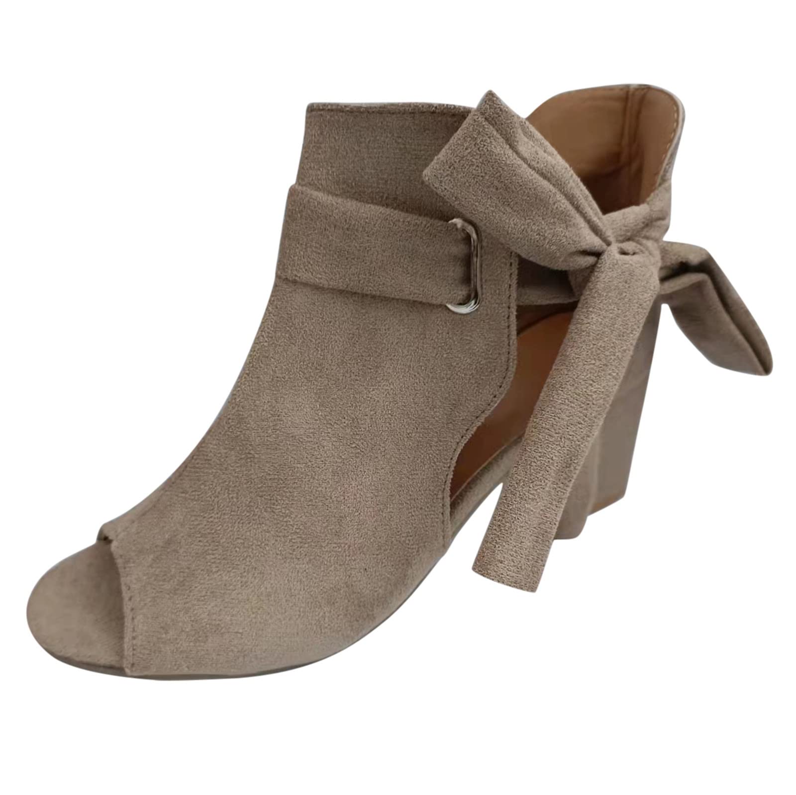 Women's Peep Toe Single Strap Buckle Sandals with Bow Detail - Comfortable High Heels for Bunions | Perfect for Summer Weddings, Date Nights & Office Wear