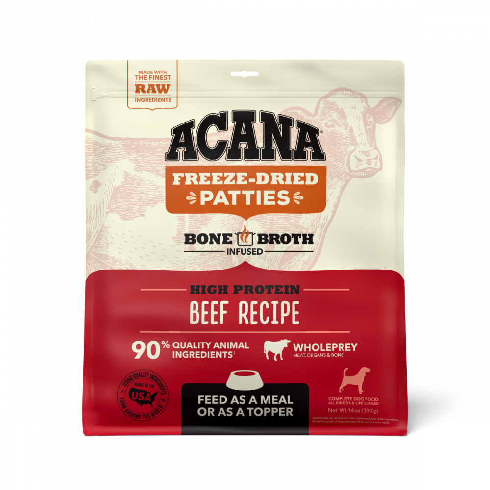 ACANA Freeze Dried Dog Food Topper - Grain Free High Protein Dog Treats with RanchRaised Beef - Raw Animal Ingredients for Puppy & Adult Dogs - Perfect for Training Rewards & Meal Enhancer