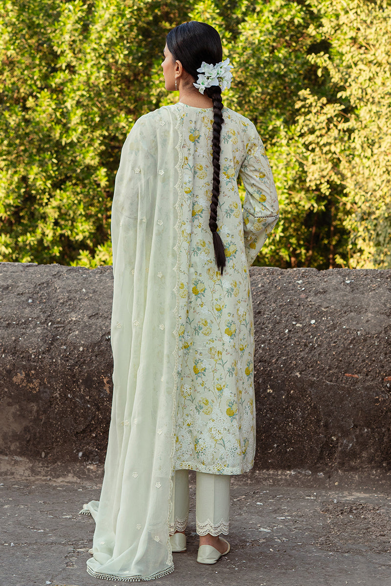 Lime Primrose 3-Piece Lawn Printed Suit for Women - Floral Summer Outfit - Perfect for Casual Wear, Parties & Weddings