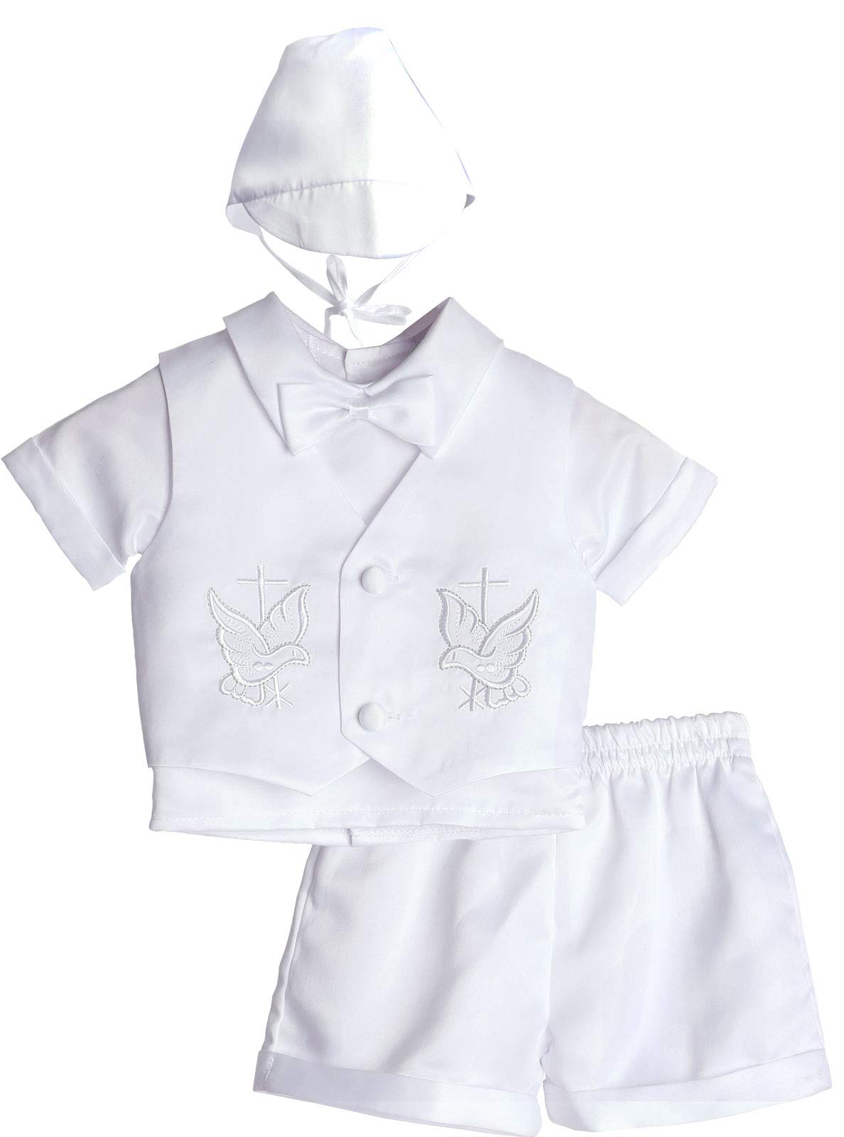 Baby Boy Christening Outfits 4-Piece Baptism Suit Set with Hat & Cross Detail - Perfect for Christening Ceremonies, Baptism Gifts & Special Occasions