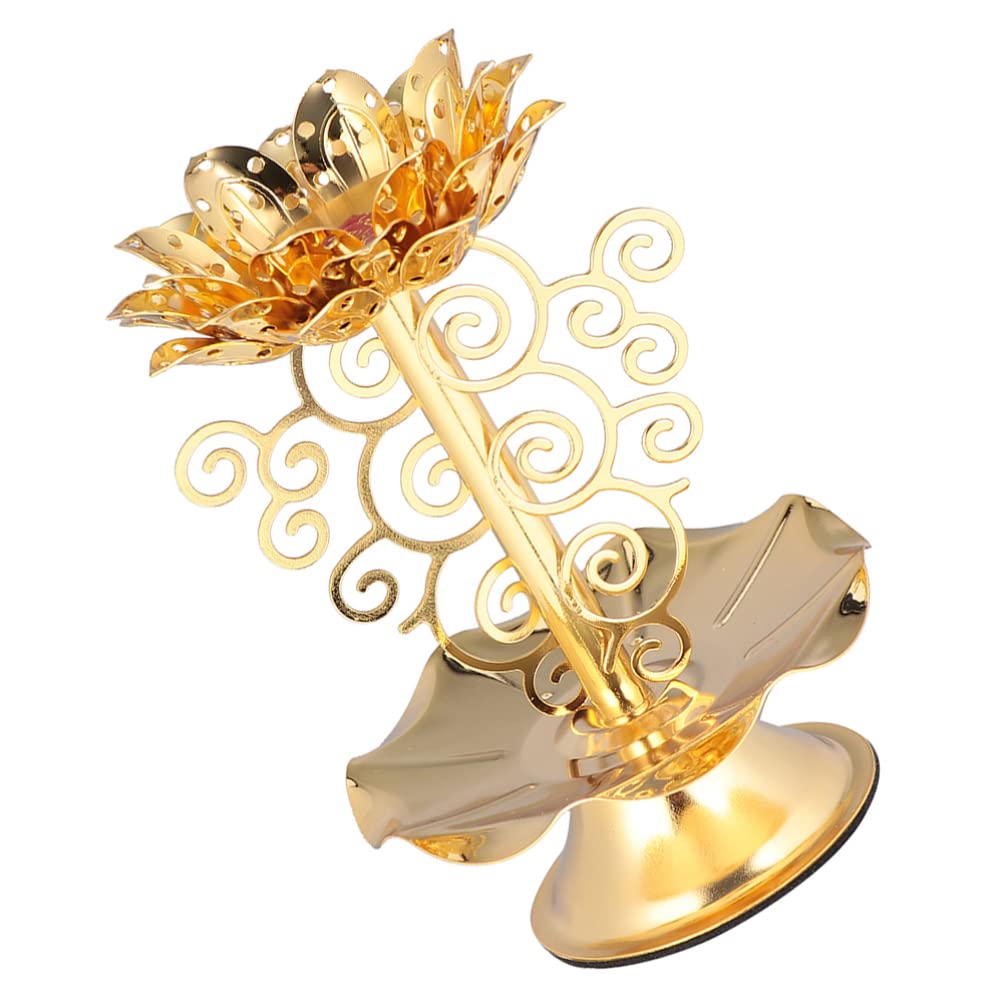 ULTNICE Golden Brass Lotus Ghee Lamp - Tibetan Buddhist Butter Oil Lamp Holder with Candle Cup for Meditation Altar & Spiritual Decor | Perfect for Yoga Studios, Home Shrines & Wellness Spaces