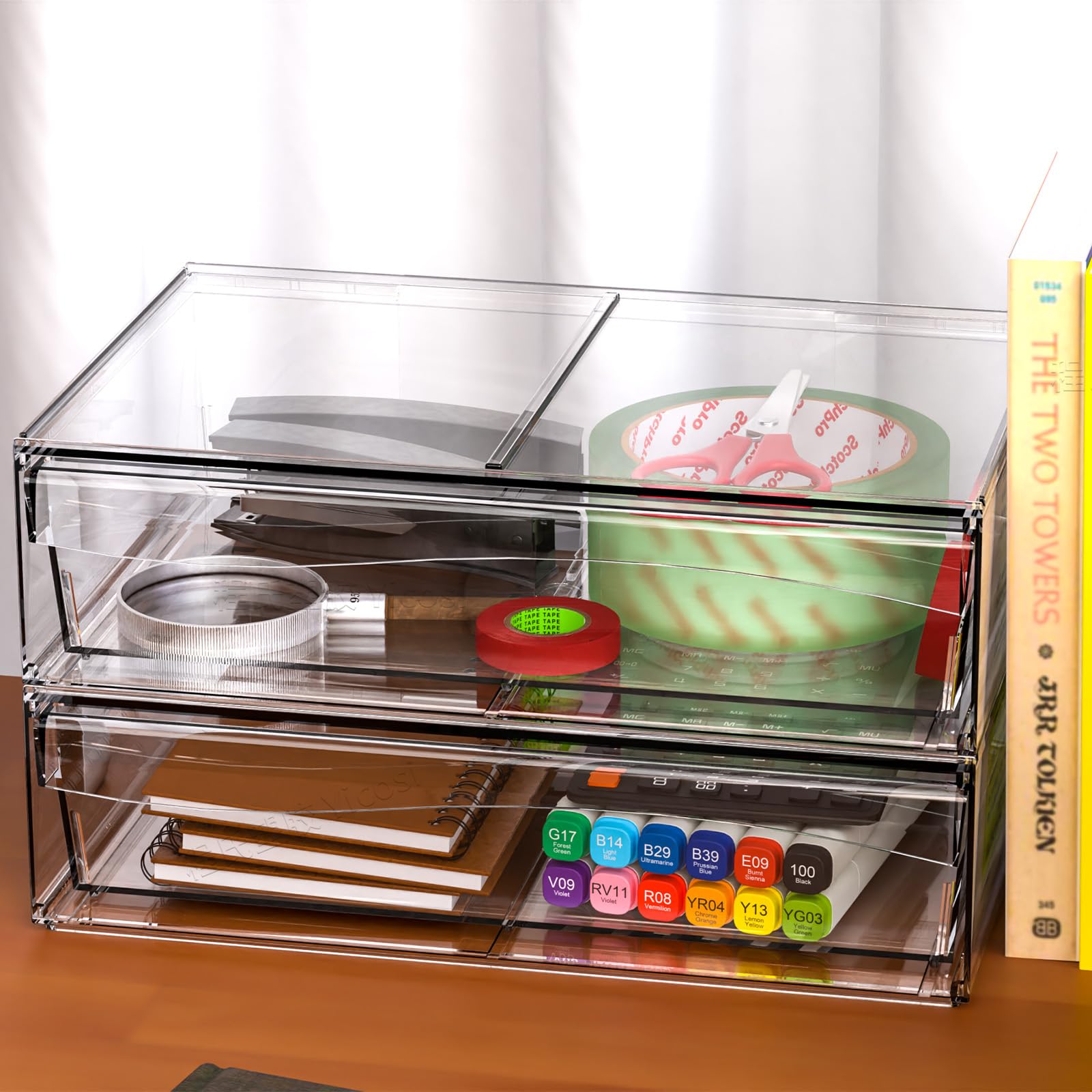 4 Pack Clear Acrylic Stackable Storage Bins - 12