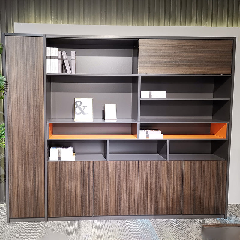 RADDIX 240cm Wooden Display Unit - Modern Brown Shelf for Retail Stores & Home Decor