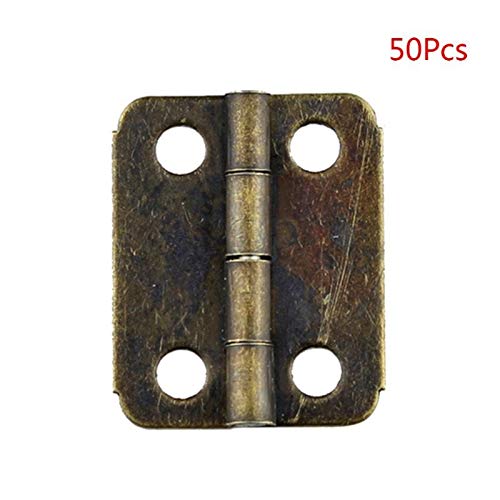 50pcs 16x13mm Antique Bronze/Gold Cabinet Hinges - Mini Hinges for Jewelry Box, Cupboard, Cabinet, DIY Furniture Projects - Perfect for Home Decor & Crafting