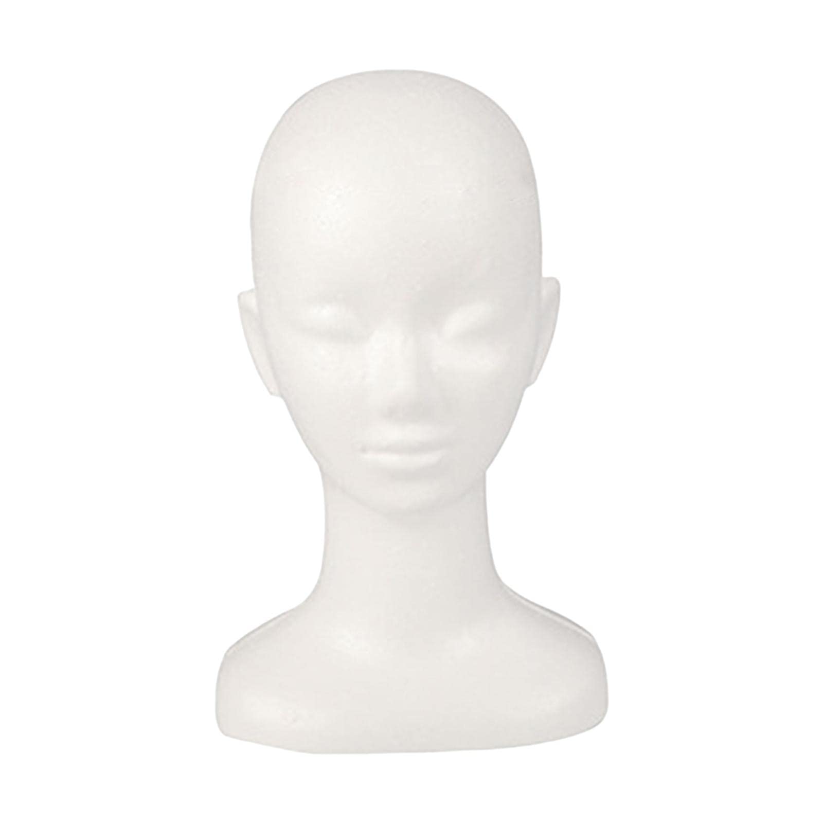 Styrofoam Mannequin Head for Wig Display - White Foam Wig Stand with Adjustable Height for Hairpieces, Hats, Glasses & Headset - Perfect for Salon, Barbershop & Home Hairstyling Practice