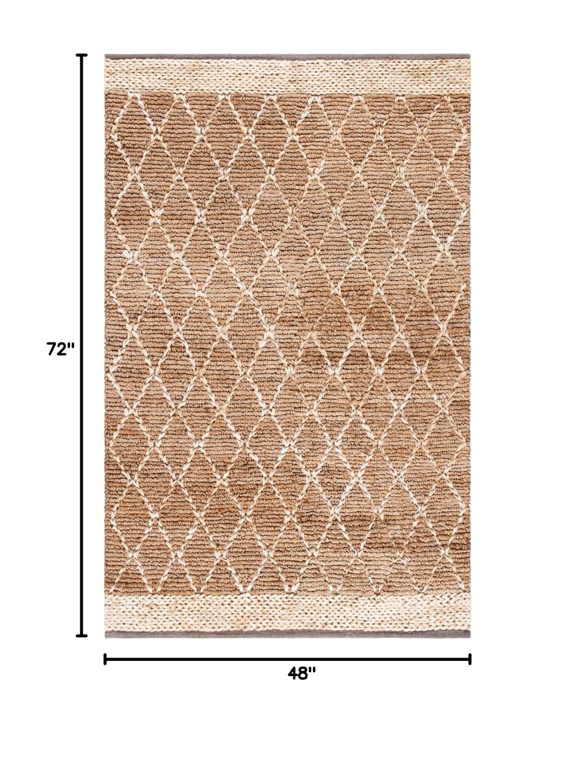 SAFAVIEH Handmade Boho Moroccan Trellis Jute Rug 4' x 6' - Natural Fiber Collection Accent Rug for Entryway, Living Room, Bedroom | High Traffic Area Rug | Eco-Friendly & Durable Floor Mat for Home Decor