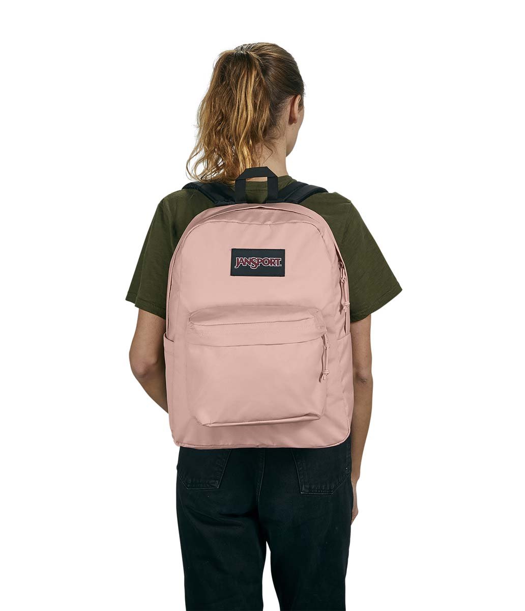 JanSport SuperBreak Plus Backpack - Lightweight Laptop Backpack for School & Travel, Durable Bookbag with Front Utility Pocket (Misty Rose) | Perfect for College Students, Commuters & Everyday Use