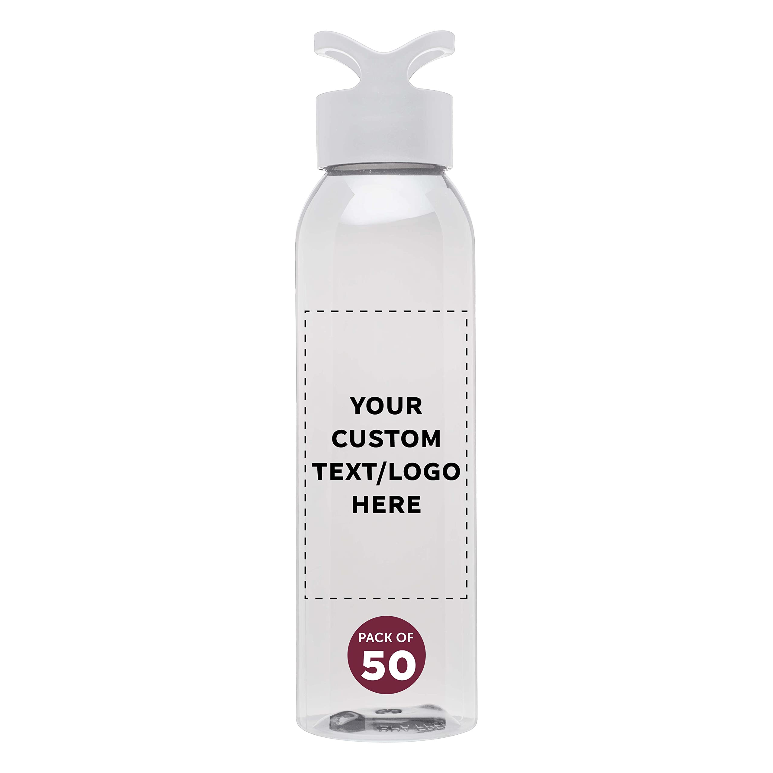 Custom 22oz Tritan Plastic Water Bottles - Personalized with Text/Logo - 50 Pack Bulk Reusable Sports Bottles for Gym, Office & Outdoor Activities - BPA-Free White Water Bottles Wholesale