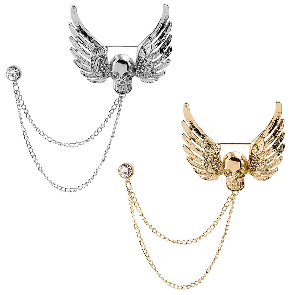 2Pcs Gold & Silver Brooch Pins for Men's Suit & Women's Coat - Elegant Gemstone Lapel Pins with Diamond Accents - Perfect for Business Blazers, Career Outfits & Formal Occasions - Includes Gift Box Packaging