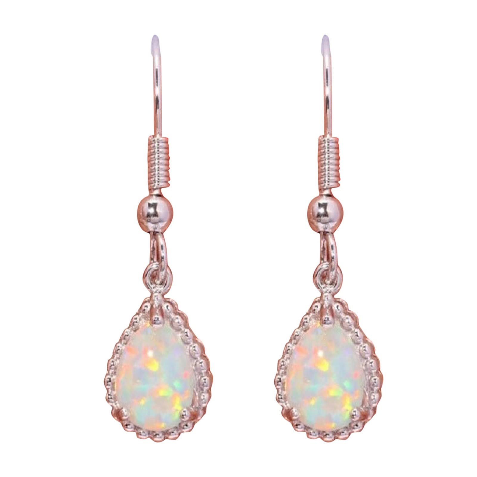 Statement Hoop Earrings for Women - Fashionable Faux Opal Gemstone Earring Set (One Size, Metal) - Perfect for Parties, Weddings & Everyday Wear