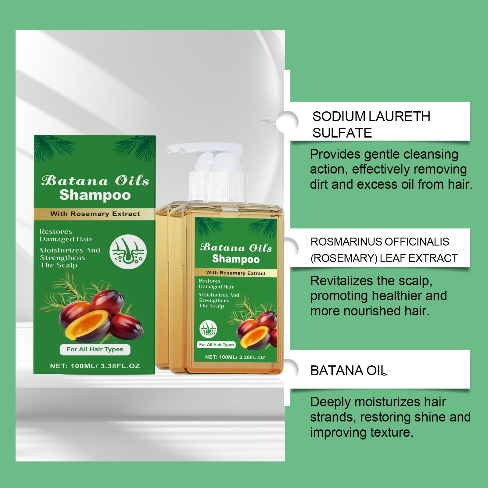 Batana Oil Shampoo for Hair Growth & Repair - 4 Pack | Natural Hair Care with Batana Oil | Perfect for Dry, Damaged Hair & Scalp Nourishment