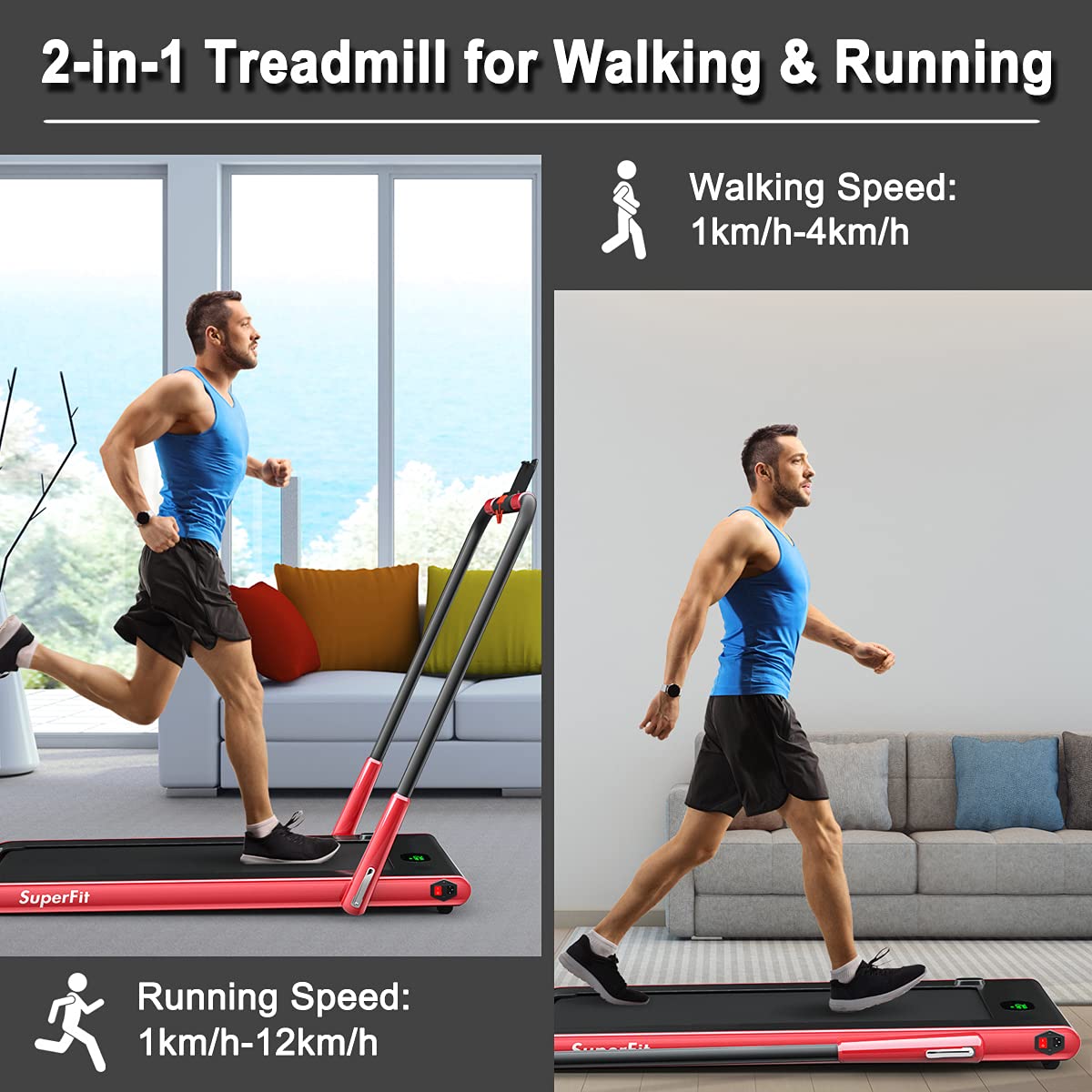 GYMAX Foldable Under Desk Treadmill with LED Display & Remote Control - Portable Walking Pad for Home Office, Small Space Workouts & Compact Home Gym - Perfect for Work from Home Fitness & Apartment Exercise