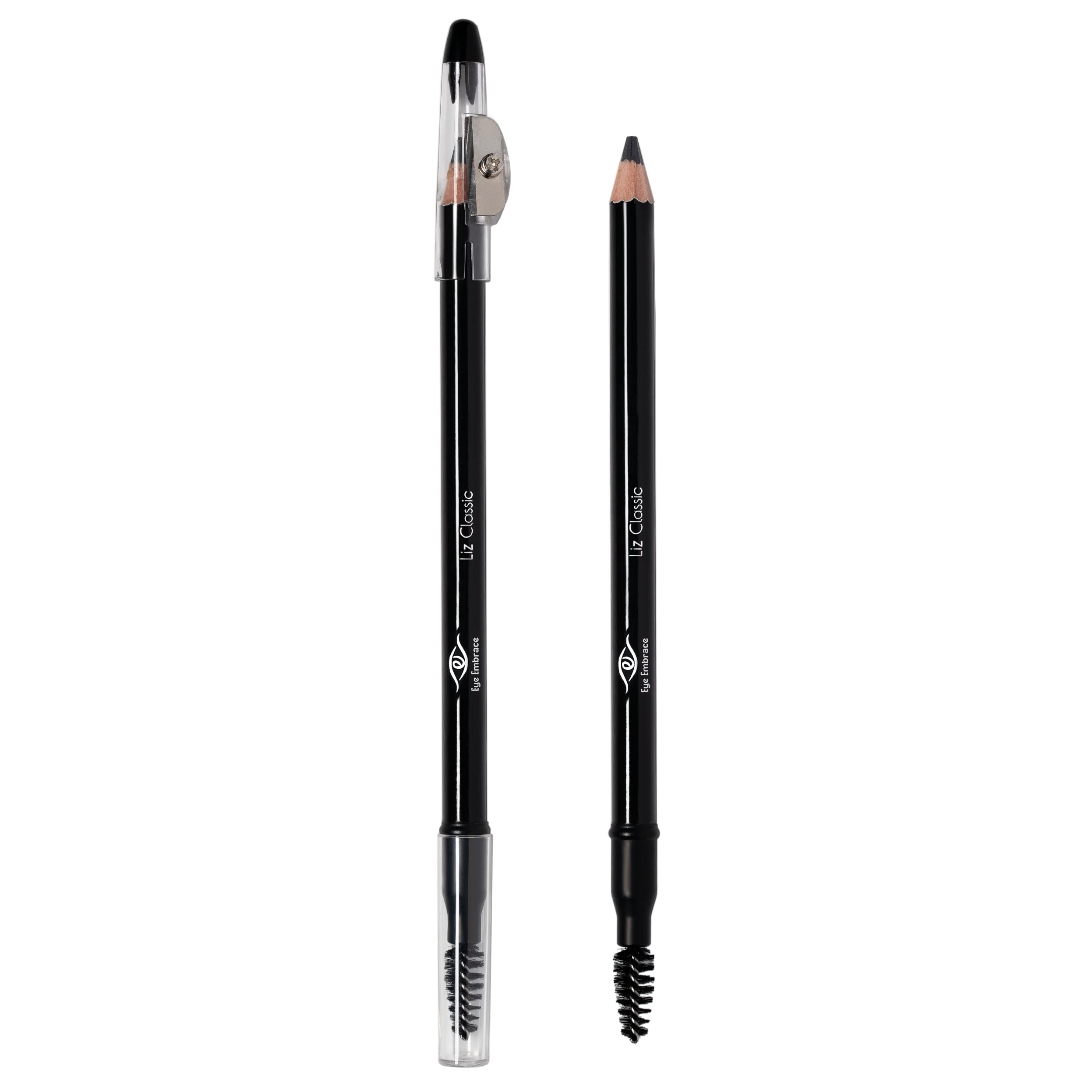 Eye Embrace Liz Warm Medium Gray Eyebrow Pencils Set - Classic Wooden Pencil & Diamond Wedge Pencil - Waterproof, Cruelty-Free, Vegan - Perfect for Natural Everyday Makeup and Professional Brow Styling