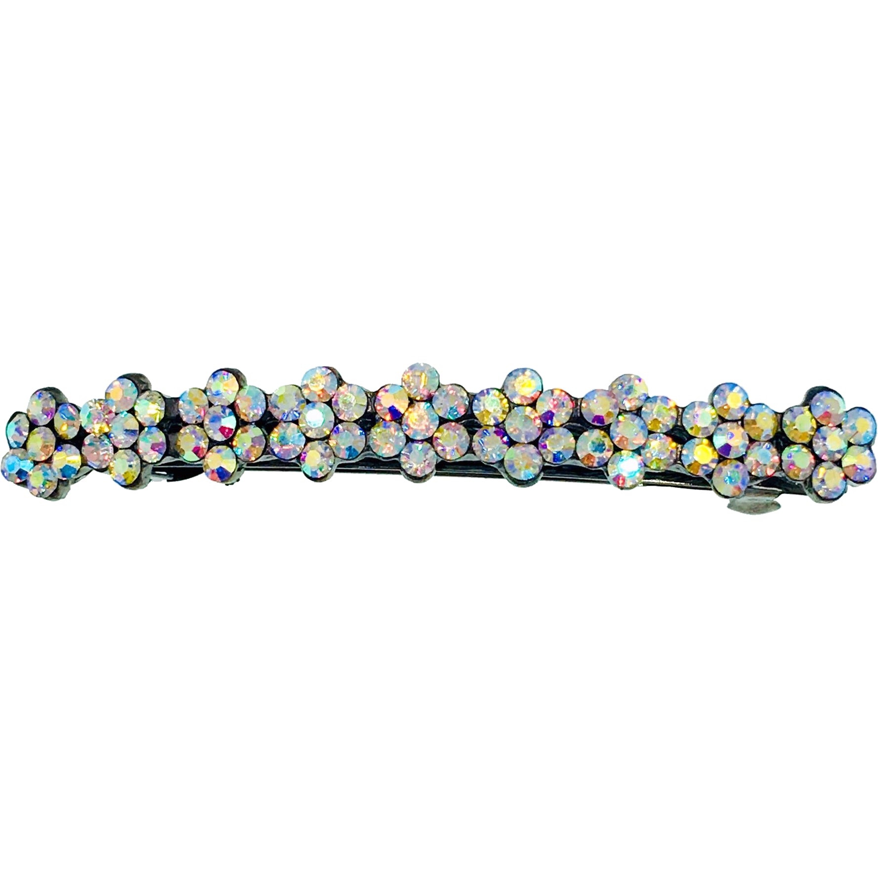 Swarovski Crystal Small Daisy Barrette Hair Clip - Black Base with Blue, Pink, Red, Purple, Green, Gray, Brown & AB Colors | Perfect for Weddings, Parties & Everyday Hair Accessories