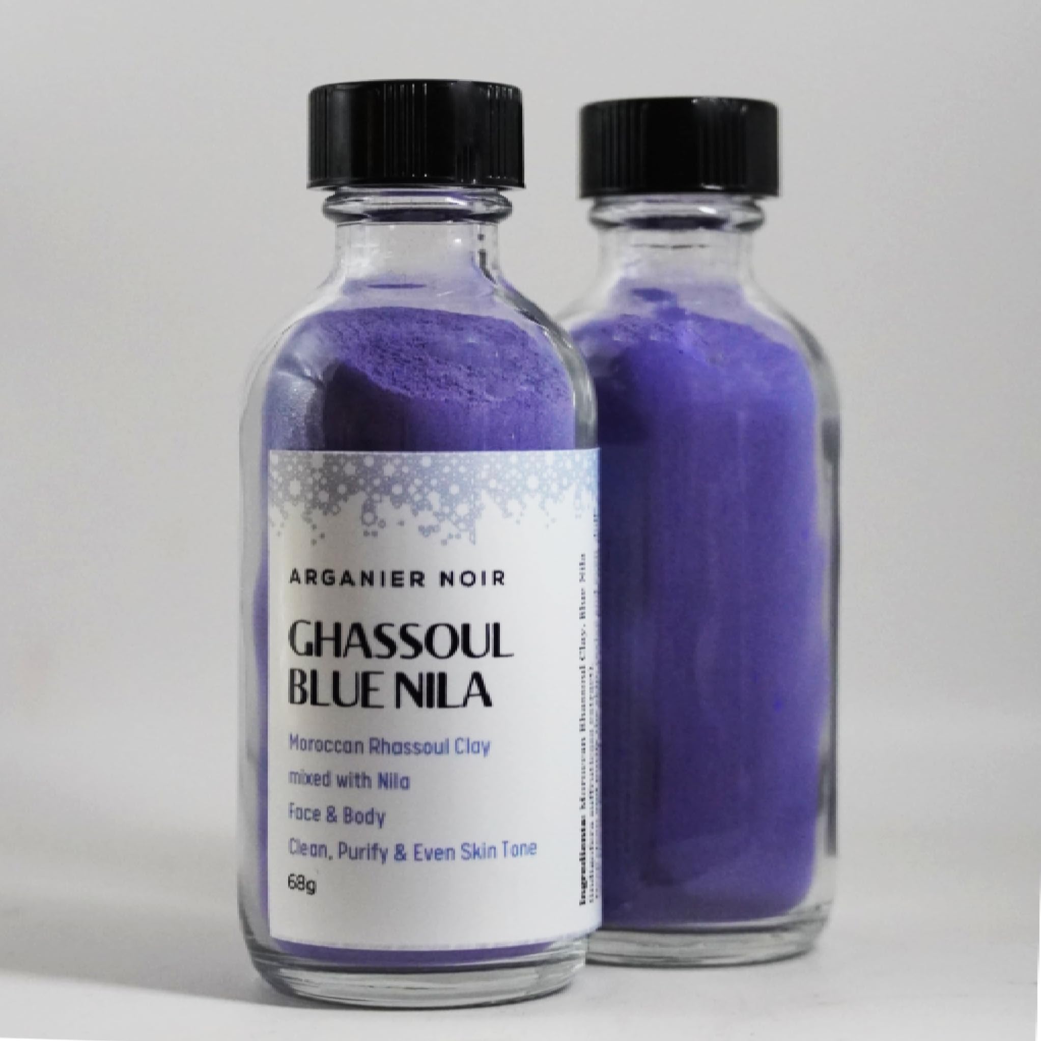 Pure Blue Nila & Moroccan Ghassoul Clay Face and Body Mask - Natural Detoxifying & Exfoliating Skincare for Acne, Blackheads, and Oily Skin | Spa & At-Home Self-Care Treatment