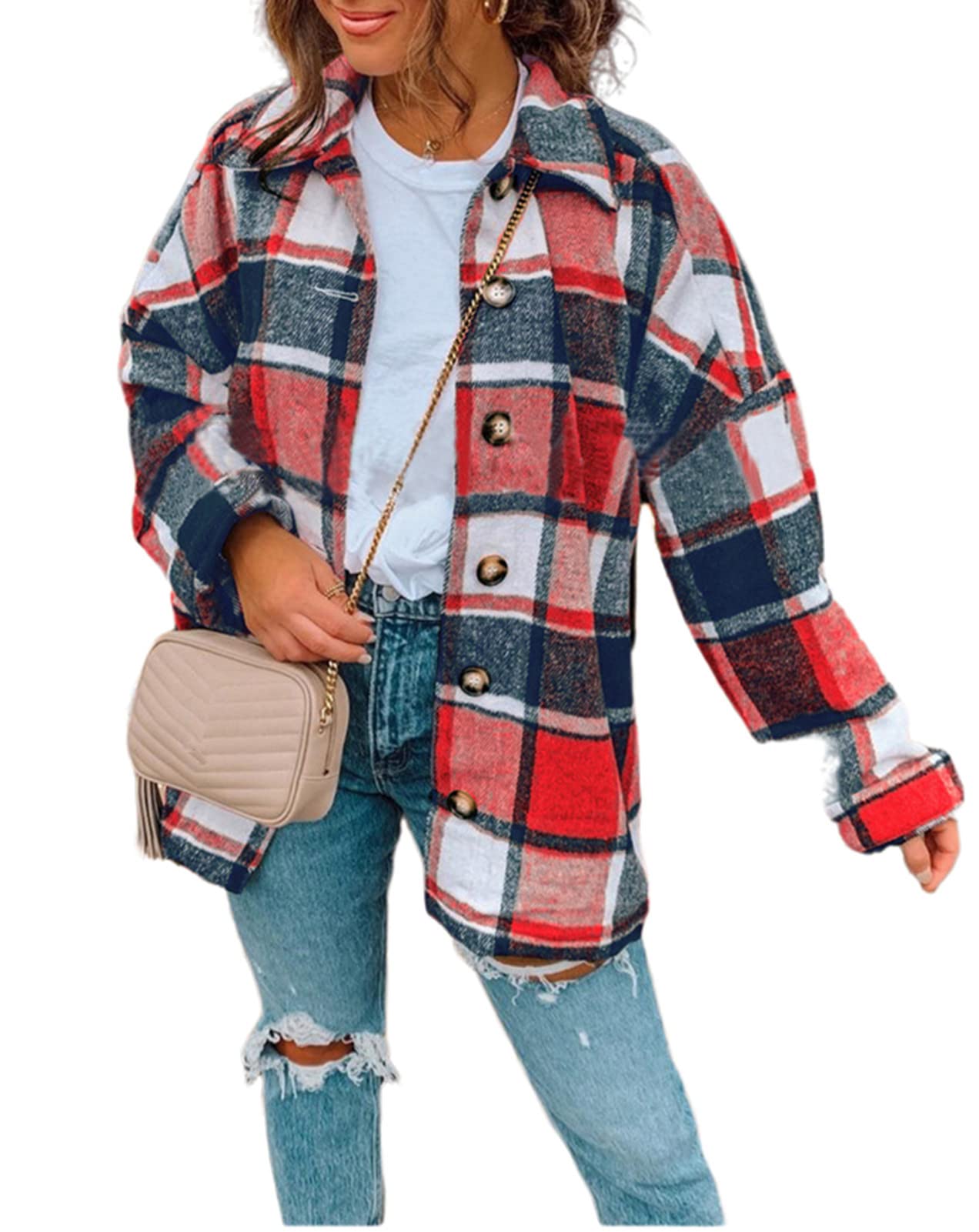 SAMACHICA Women's Corduroy Shacket - Long Sleeve Button Down Shirt Jacket for Casual Wear | Fall & Winter Layering, Office Outfits, Weekend Street Style