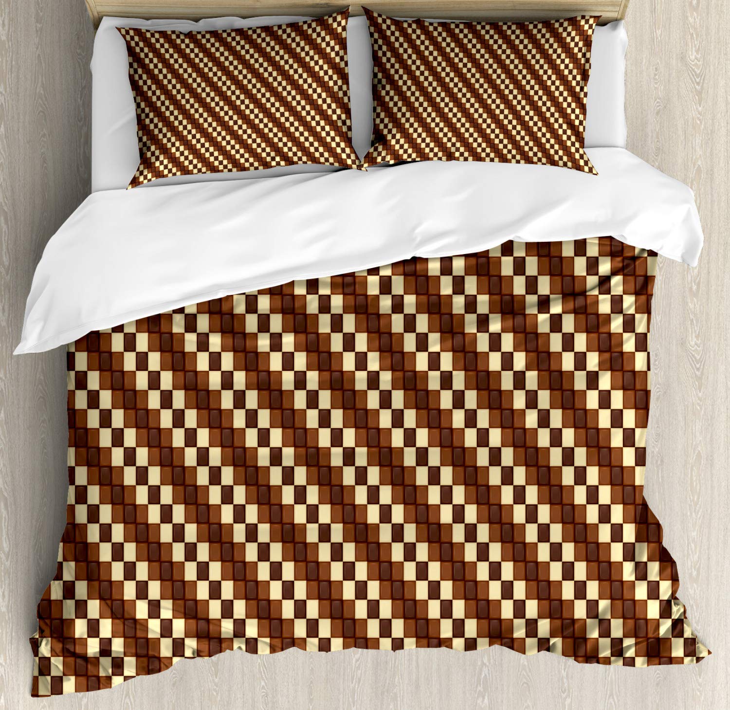 Luxury Chocolate Bar Duvet Cover Set - Realistic Milk, Dark & White Chocolate Design, 2-Piece King Size Bedding with 4 Pillowcases (Brown/Dark Brown/Cream) - Perfect for Chocolate Lovers' Bedroom Decor & Gift Ideas