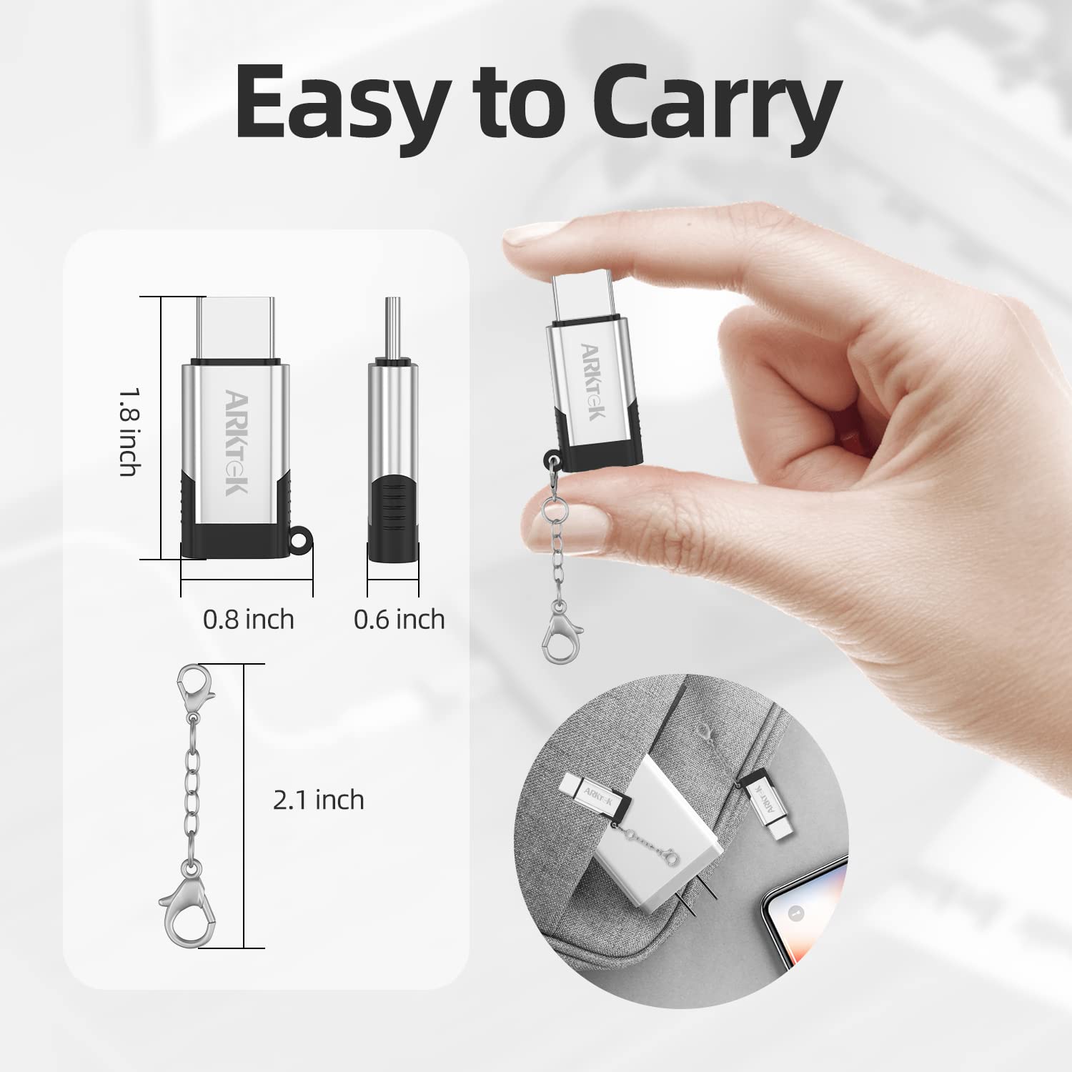 ARKTEK 60W USB C to Lightning Adapter - Fast Charging Female to Male Converter for iPhone 16/15 Series, Airpods Pro 4/2, Galaxy S24, Pixel 9 & More USB-C Devices | Perfect for Travel, Home & Office Charging