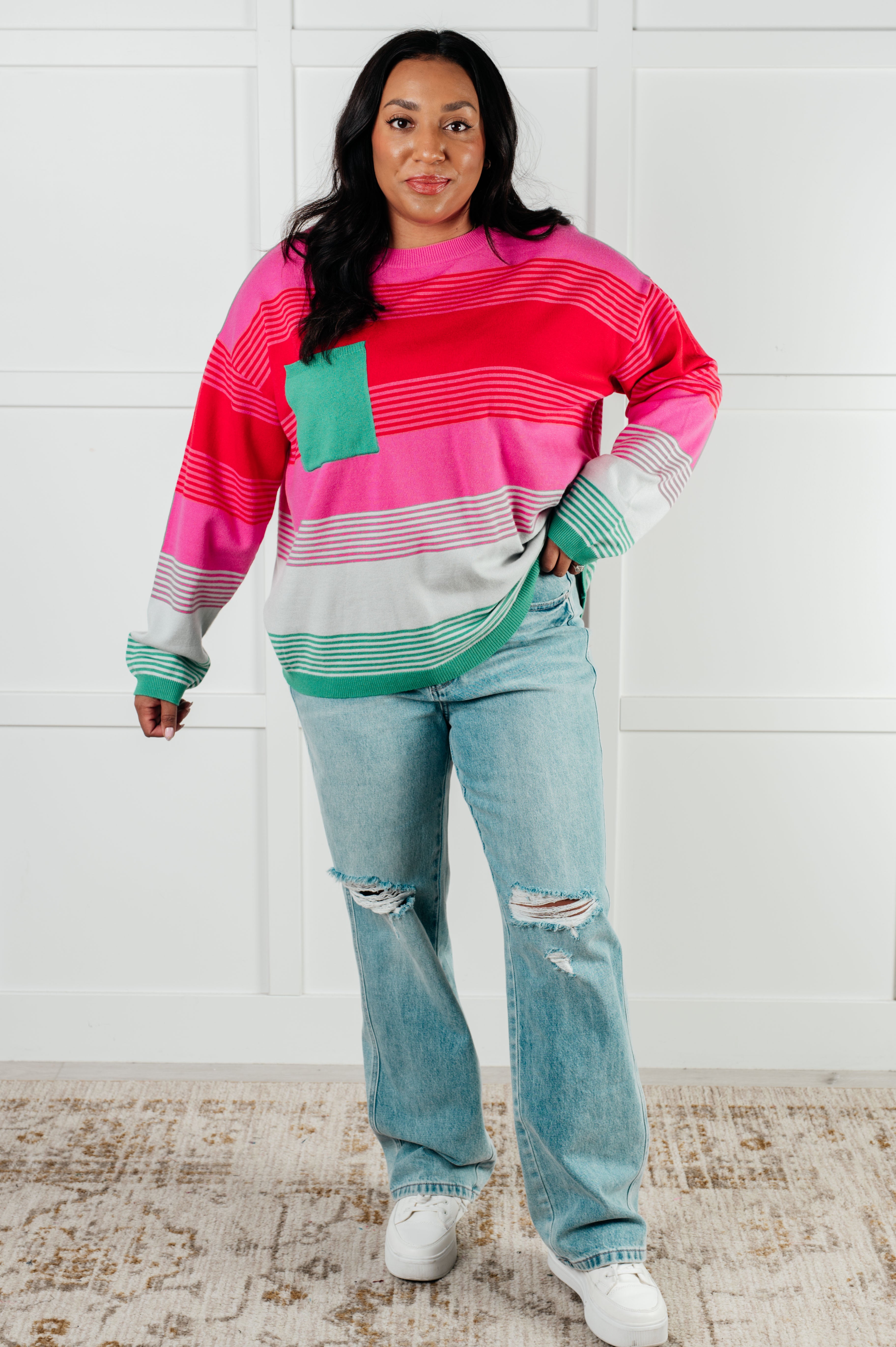 Gradual Feelings Striped Sweater for Women | Soft Knit Pullover | Cozy Casual Wear for Fall & Winter | Perfect for Office, Dates & Weekend Outings