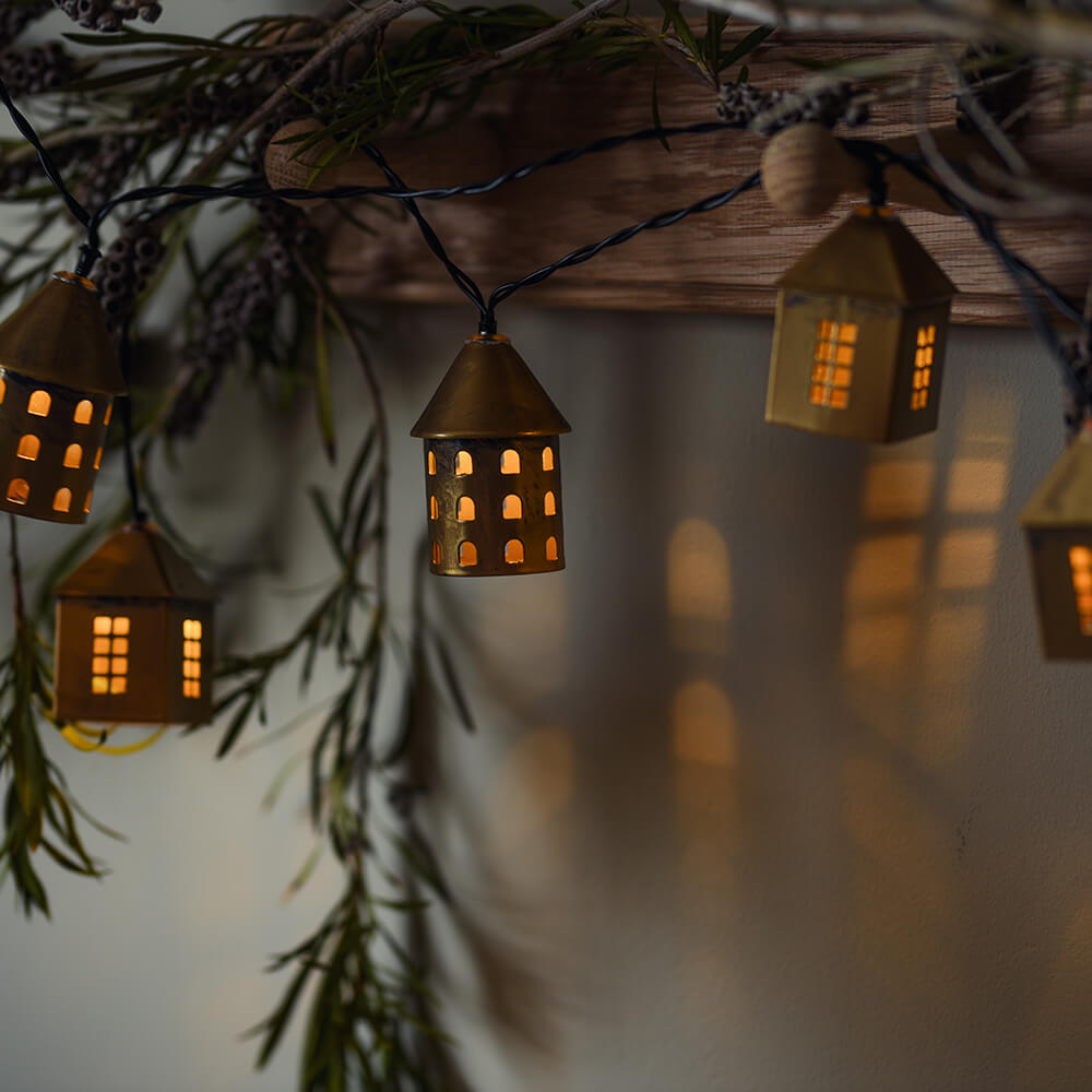 Gold Winter Village LED Fairy Lights with Battery - Perfect for Holiday Decorations, Christmas Tree, and Home Ambiance Lighting