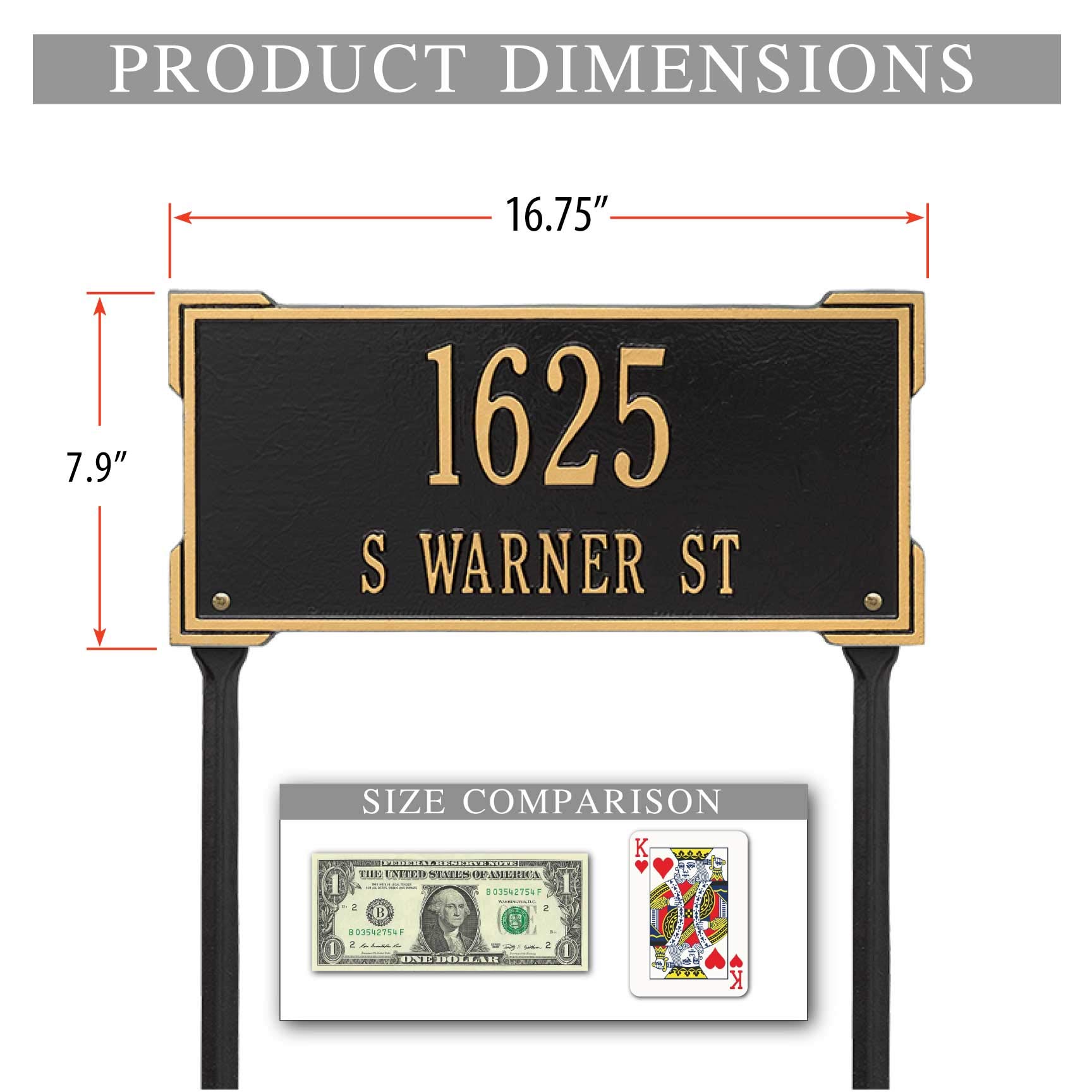 Whitehall™ Personalized Cast Metal Address Plaque - Custom Lawn Mounted Roanoke House Number Sign | Durable Outdoor Address Display for Home & Garden | Perfect for Mail Delivery, Emergency Services & Curb Appeal