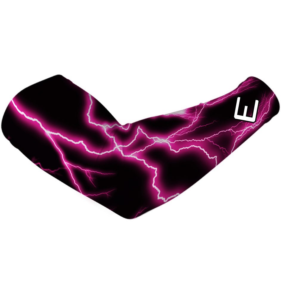 Pink Lightning Arm Sleeves for Sports & Outdoor Activities - UV Protection Compression Sleeves for Running, Basketball, Cycling & More