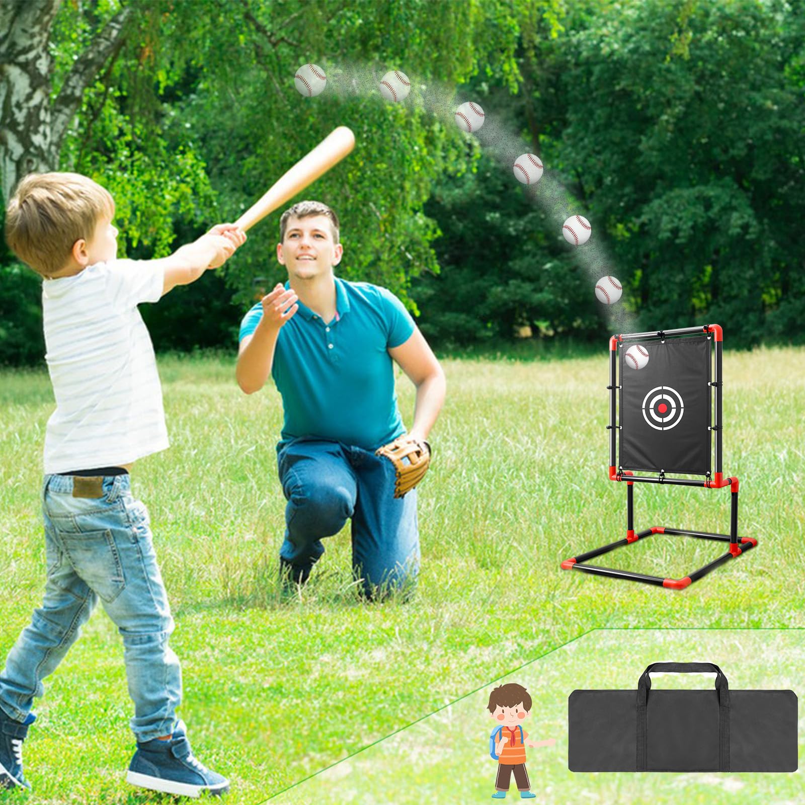 Adjustable Blitzball Strike Zone Target for Baseball & Softball Pitching Training - Perfect for Plastic Balls - Ideal for Backyard Practice, Batting Cages & Youth Training Sessions