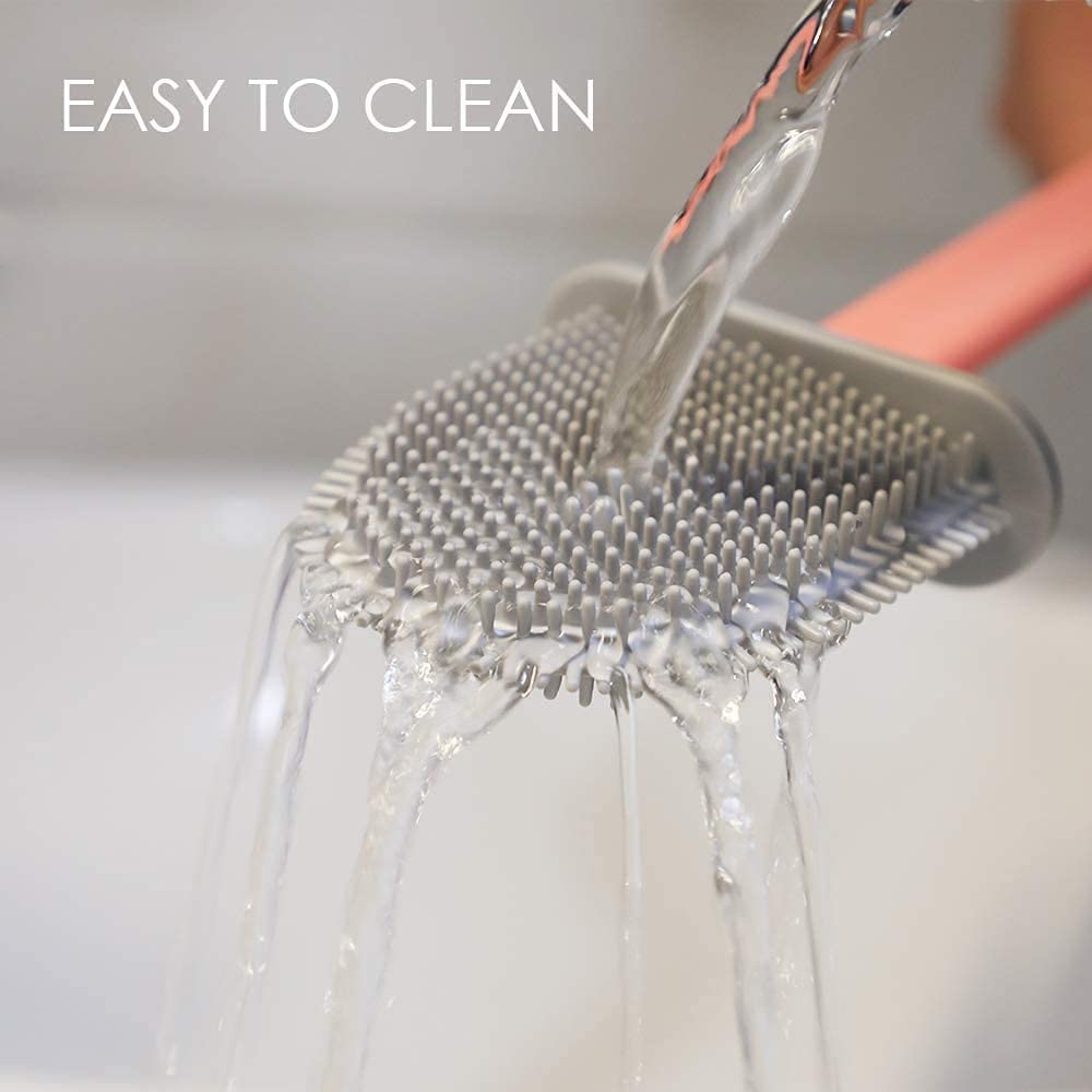 Roktry Flexible Toilet Brush and Holder Set with Silicone Bristles - Compact Bathroom Cleaning Brush for Tight Spaces, Easy Storage & Organization (Multicolor) - Perfect for Small Bathrooms, RVs & Apartments