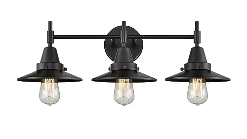 Innovations 447-3W-BK-M6-BK Black Finish 3-Light Bathroom Vanity Set - Modern Bathroom Lighting for Mirror, Makeup & Spa Style Decor