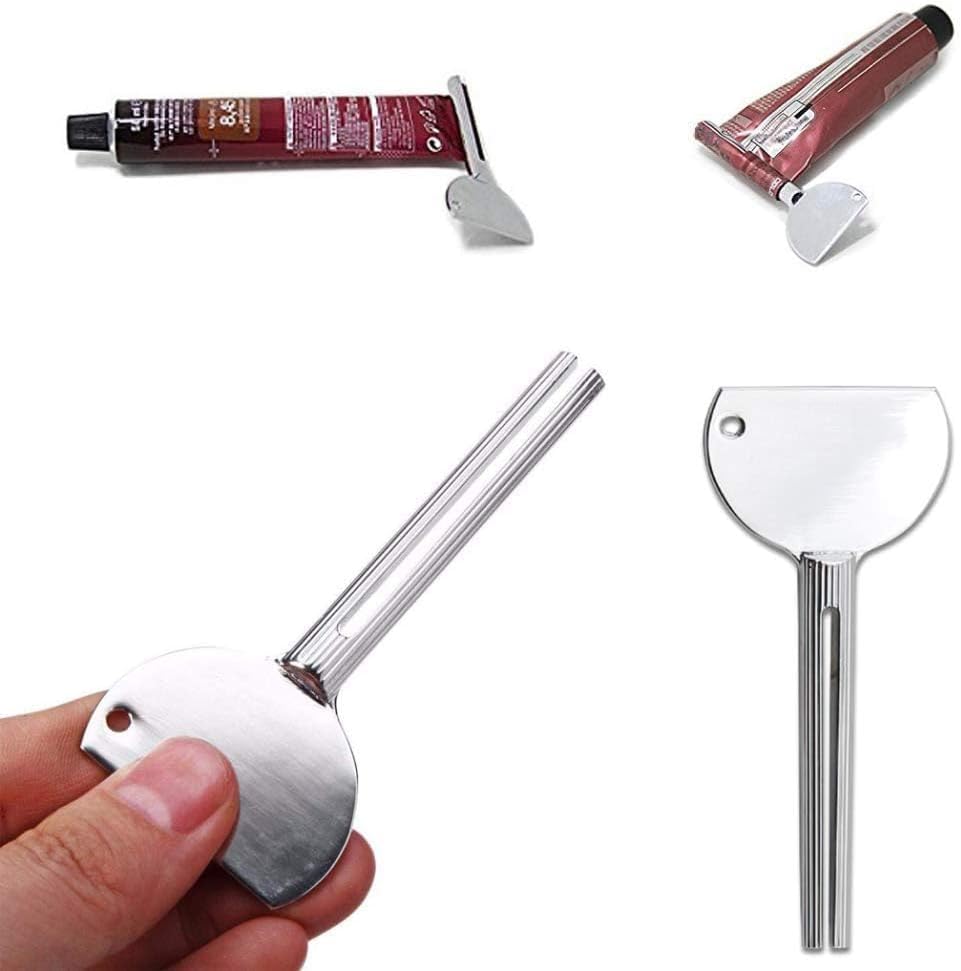 2Pcs Silver Stainless Steel Metal Tube Squeezer Keys - Salon & Bathroom Toothpaste Tube Roller for Easy Squeezing - Durable Bathroom Safety Accessories for Elderly & Handicap (Great for Travel & Home Use)