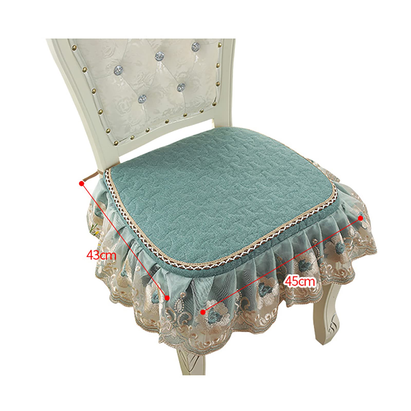 LUYAJYI Lace Ruffle Chair Cushion - European Style Square Non-Slip Seat Pad with Padded Comfort in Gray (6qitu-023) - Perfect for Dining Chairs, Office Seats, and Home Decor