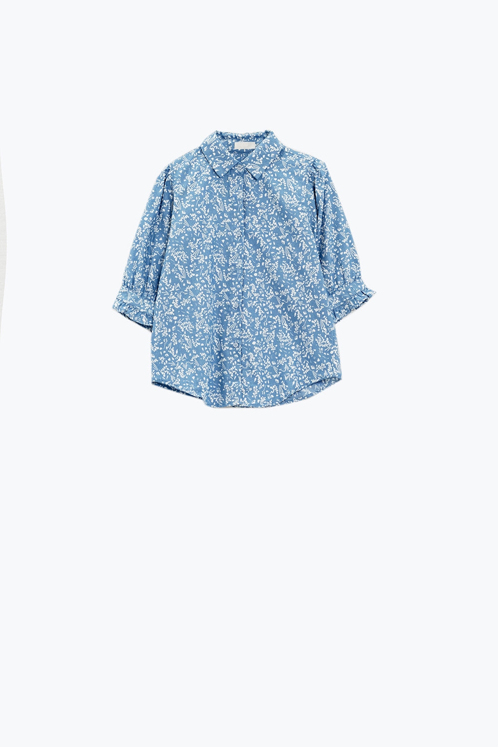 Floral Print Short Sleeve Blue Blouse for Women - Casual Summer Tops, Office Wear & Date Night Outfits