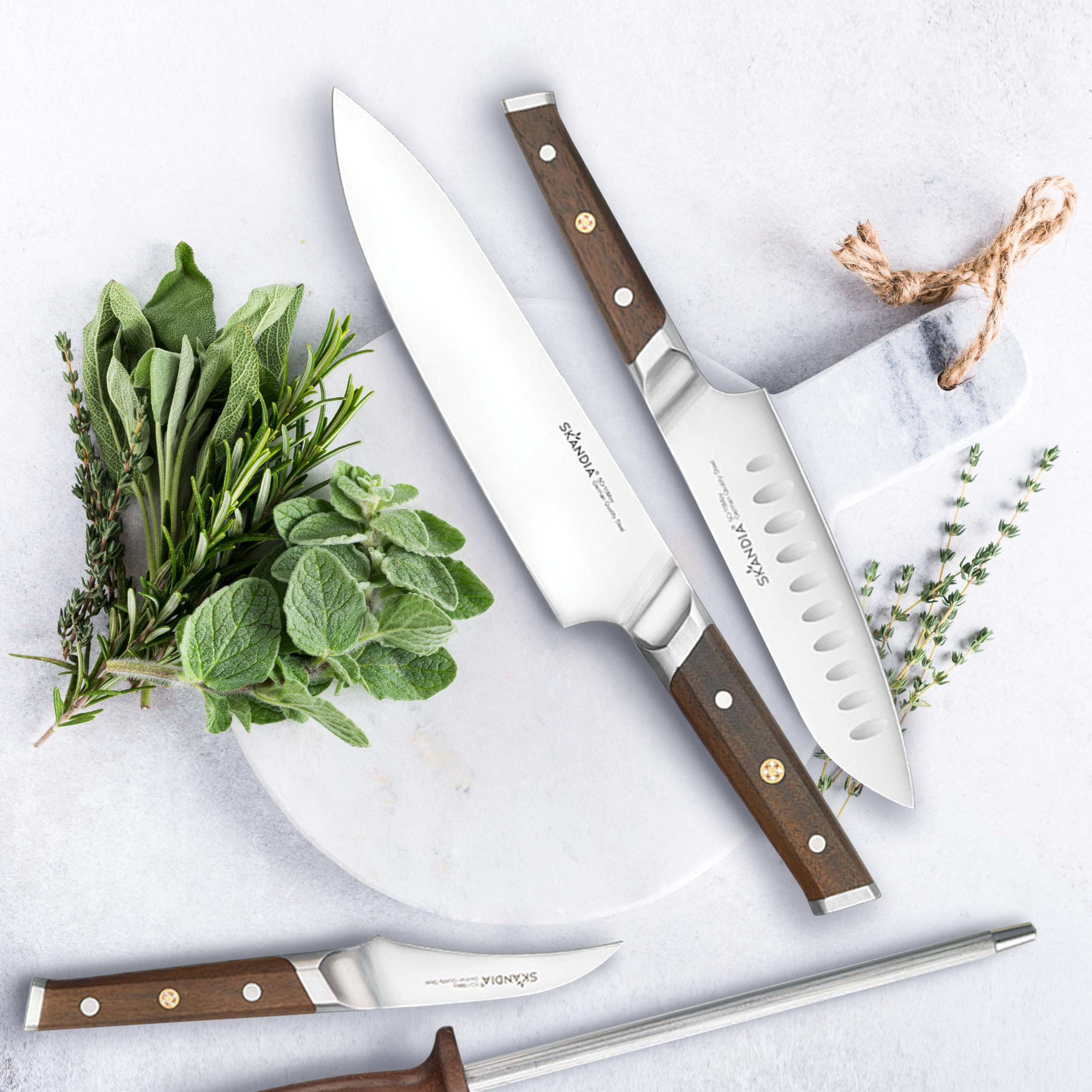 Hampton Forge Harley 14-Piece Knife Block Set - Premium Stainless Steel Kitchen Knives with Wooden Stand - Perfect for Home Chefs & Cooking Enthusiasts
