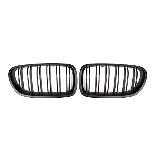 SHENYF 1 Pair Matte Black Double Slat Line Front Bumper Grill Hood Kidney Grille for 2010-2017 BMW 5 Series F10 F11 F18 M5 - Upgrade Your Car's Style for Street Racing & Car Shows