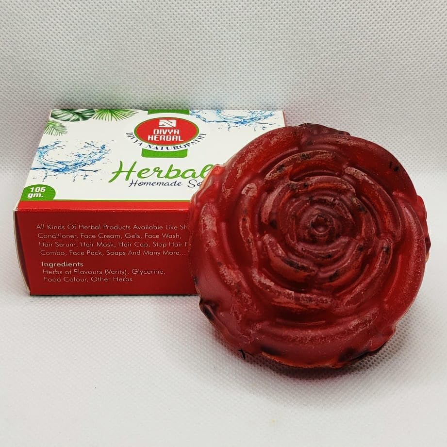 Divya Naturopathy Rose Petal Soap for Acne Treatment & Dark Circle Prevention | Moisturizing Bath Soap with Rose Essential Oil | Skin Nourishing & Spot Reduction | Pack of 10 | Perfect for Daily Skincare & Spa Relaxation