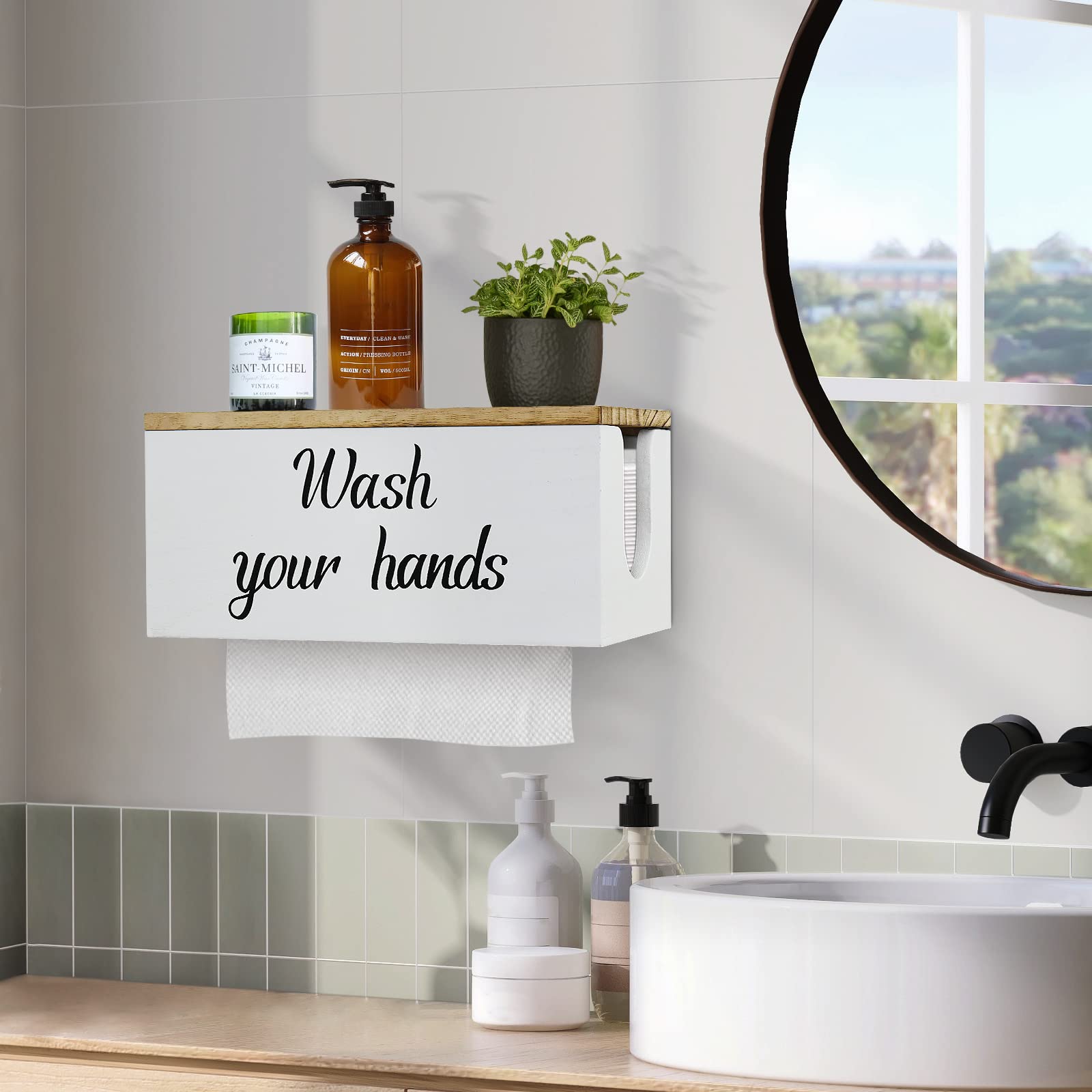 Premium Solid Wood Wall Mount Paper Towel Dispenser - Commercial & Home Use for C-Fold, Z-Fold, Trifold Towels - Ideal for Kitchen, Bathroom, Office & Restaurant Countertops