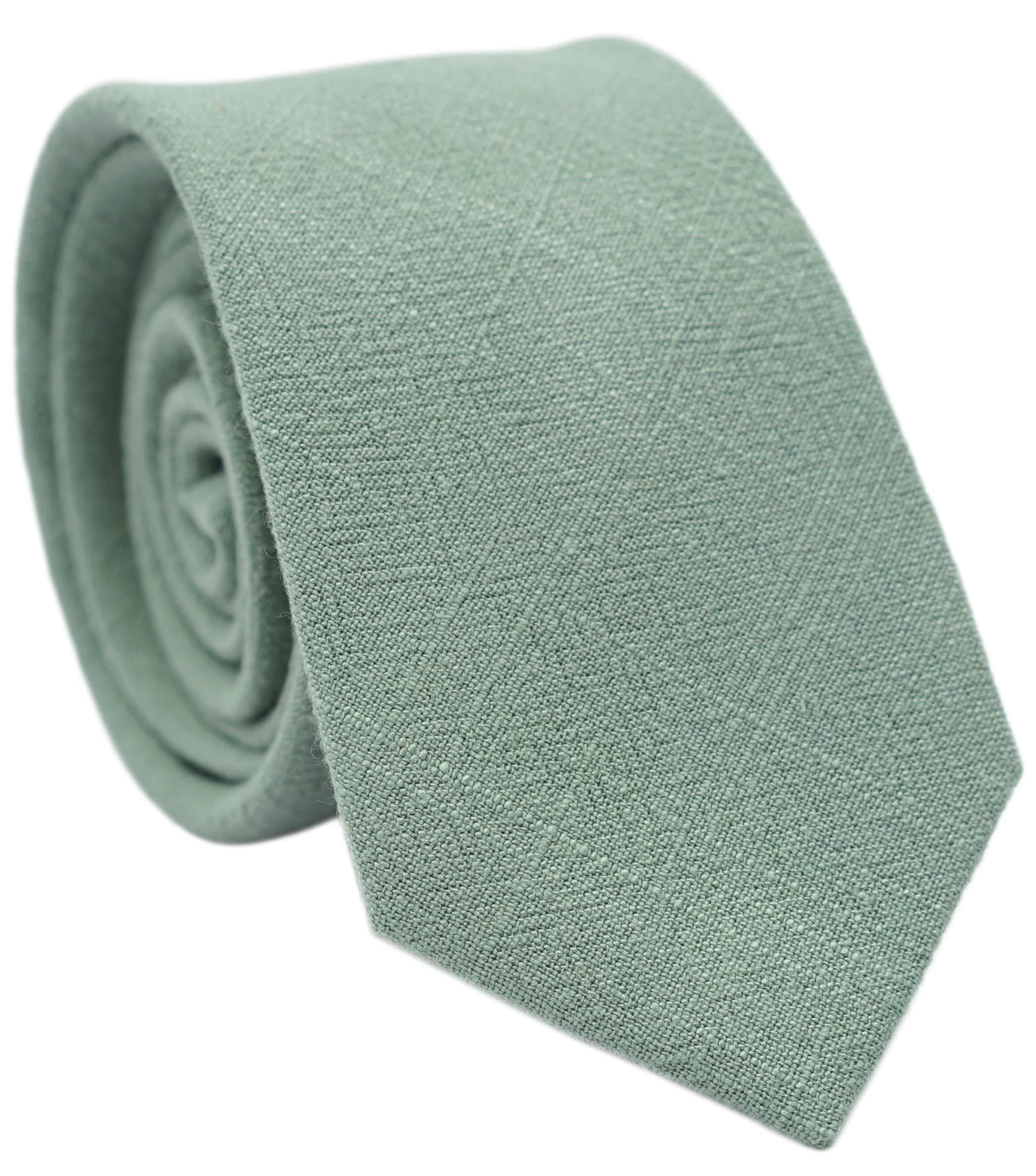 Premium Skinny Neckties for Men - 2.5 Inch Slim Solid Color Tie in Cotton Linen Blend | Perfect for Business, Weddings & Formal Occasions