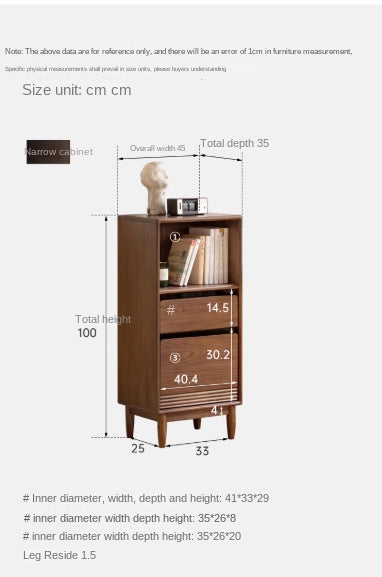 Premium Black Walnut Solid Wood Modern Side Cabinet - Stylish Storage for Living Room, Bedroom & Entryway - Mid-Century Inspired Home Decor