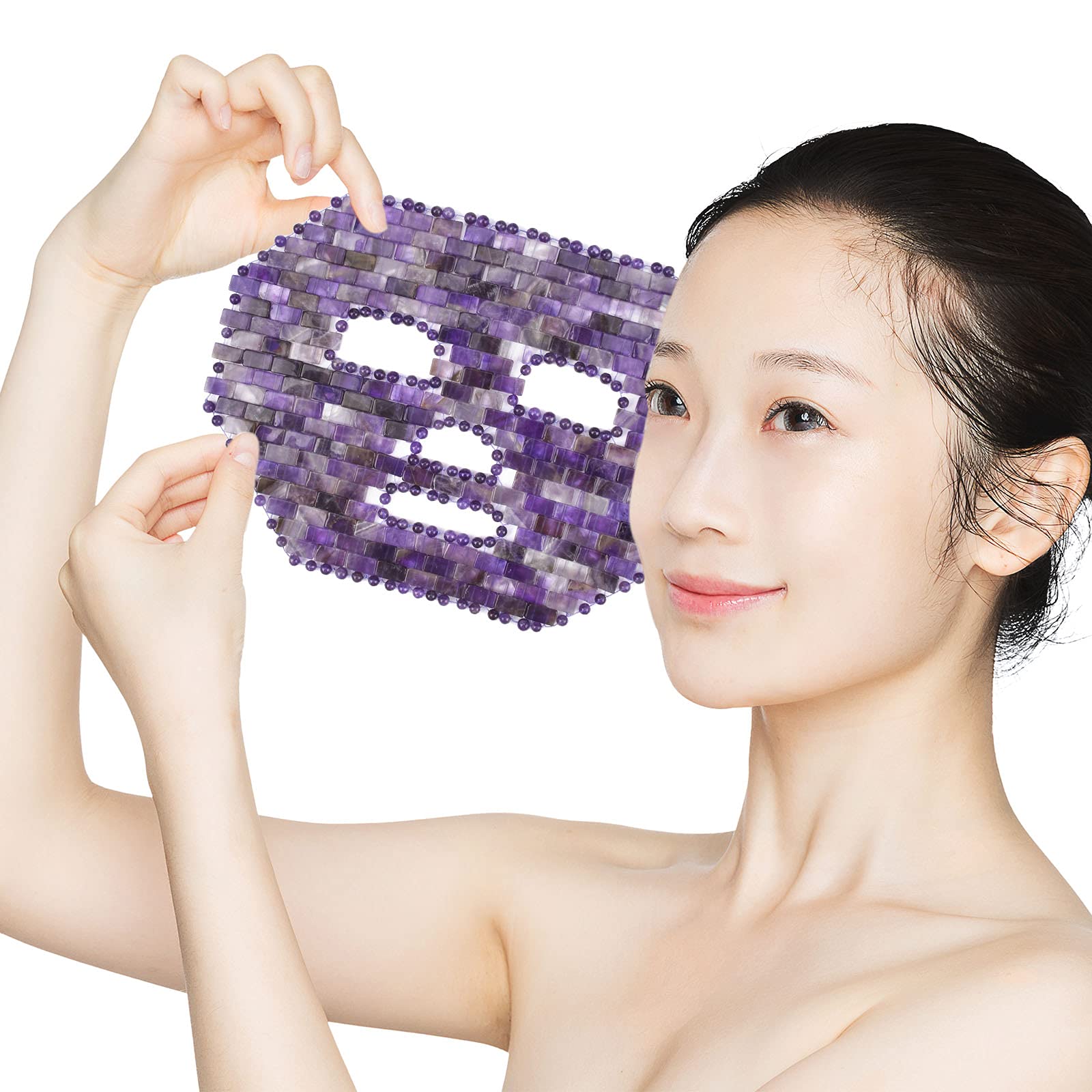 Ideayard 100% Natural Jade Facial Sleep Mask - Reduce Puffiness & Relieve Eye Fatigue - Cooling Jade Therapy for Dark Circles & Stress Relief (Purple) | Perfect for Nighttime Skincare & Morning Refreshment
