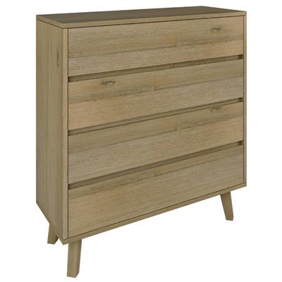 Wentworth 4-Drawer Tallboy Dresser - Brushed Smoke Finish - Modern Bedroom Storage Solution for Clothes & Linens