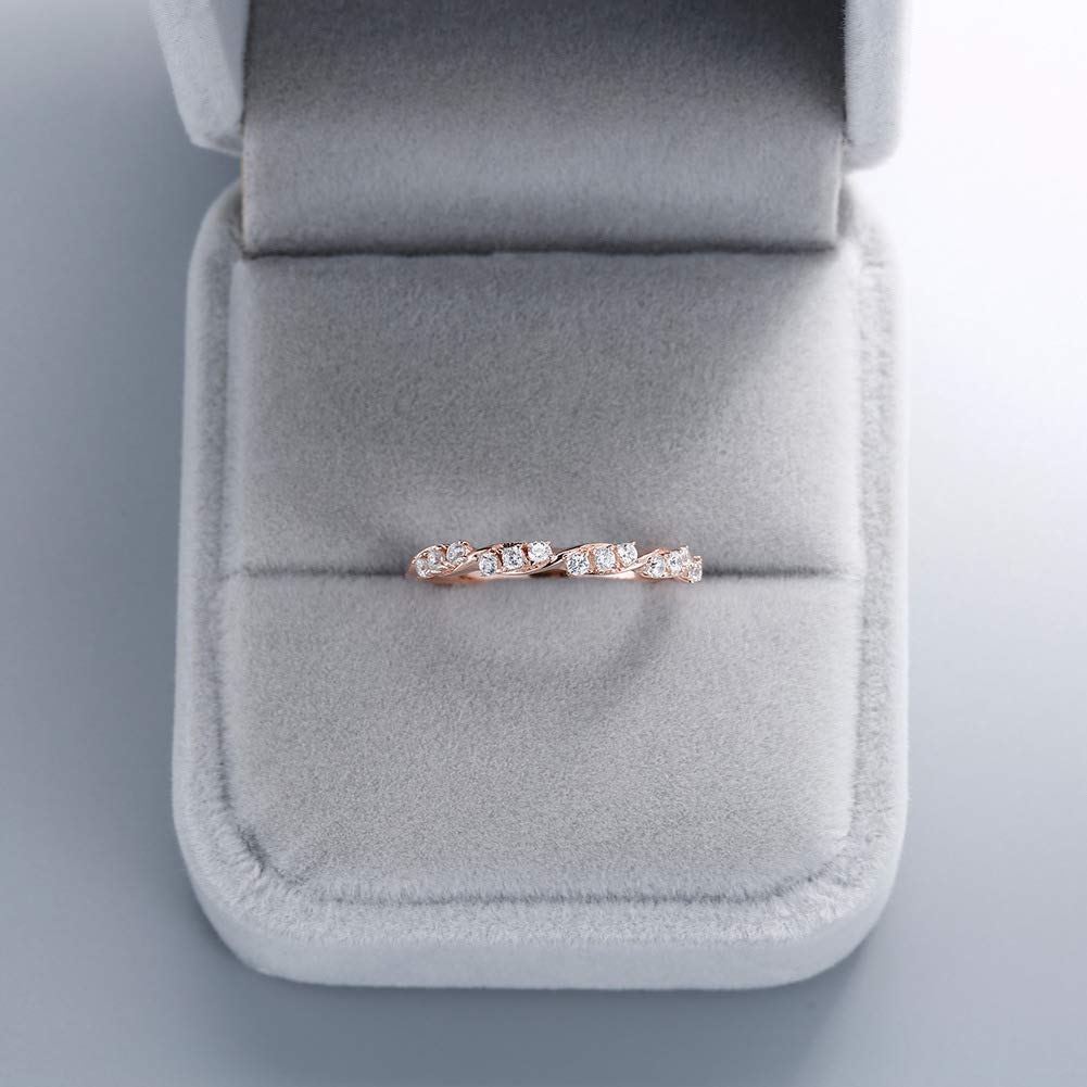 925 Sterling Silver Rose Gold Twisted Ring - Elegant Engagement & Wedding Band for Women - Perfect for Proposals, Anniversaries and Romantic Occasions