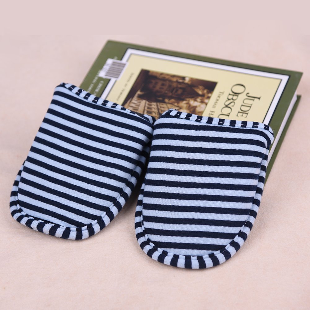 Foldable Travel Slippers for Indoor & Bedroom Use - Soft Cotton Anti-Slip House Shoes for Men & Women | Comfortable SPA, Hotel & Guest Slippers | Portable & Reusable Home Footwear (Blue Stripes) - Perfect for Travel, Lounging & Home Relaxation